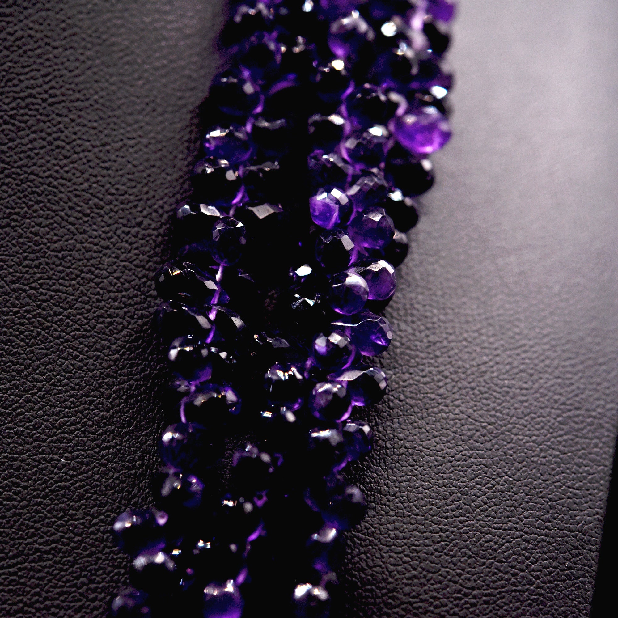 4.5mm Faceted Pear Drop Purple Amethyst Bead Strings (Side Drilled)