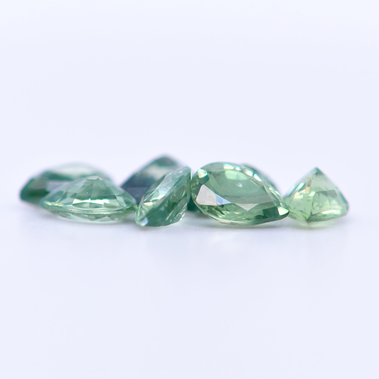 6x4 Pear Faceted Green Sapphires