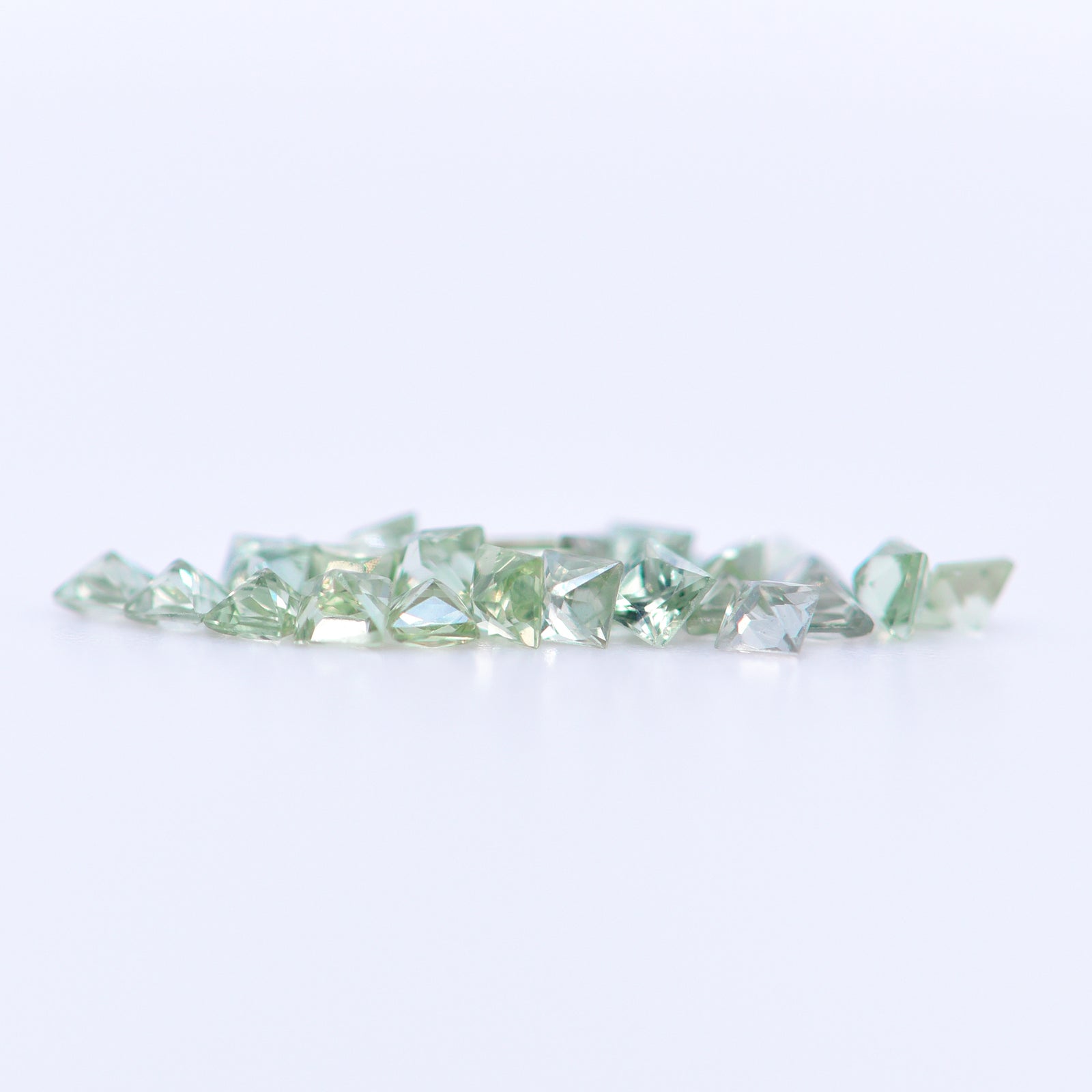 1.75x1.75 Square Princess Cut Green Sapphires