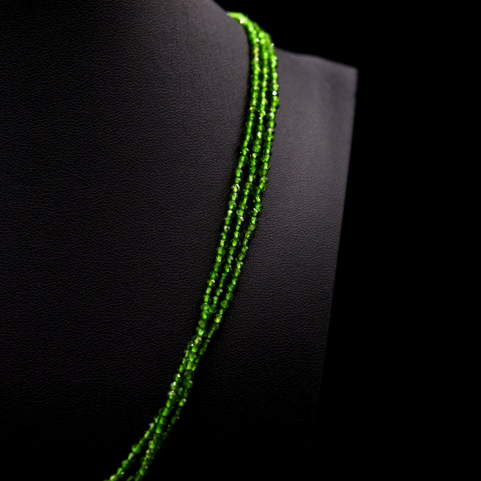 2.5mm Faceted Round Green Sapphire Bead Strings