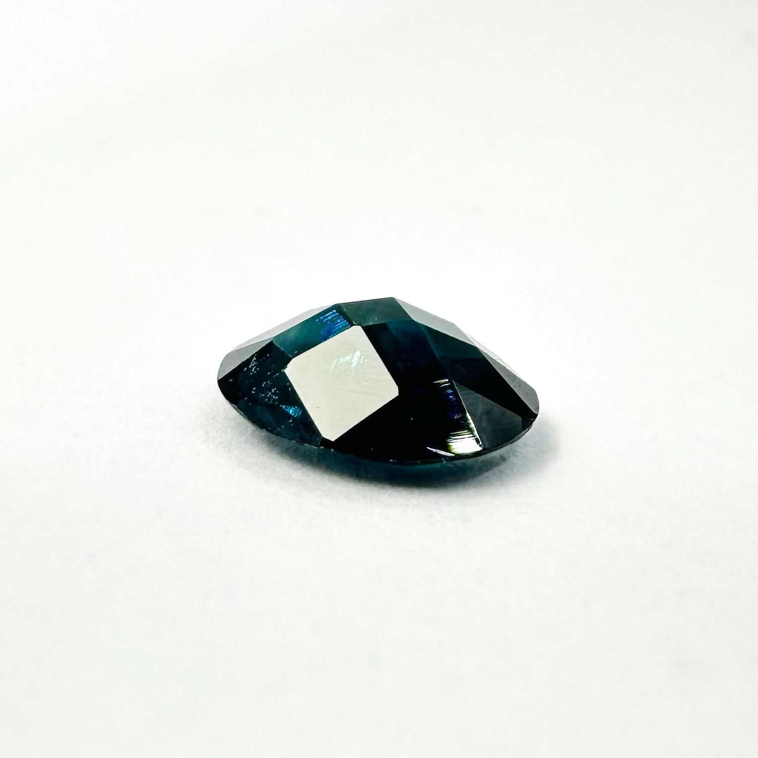 1.22cts 8x6mm Oval Checkerboard Cut Teal-Blue Sapphire