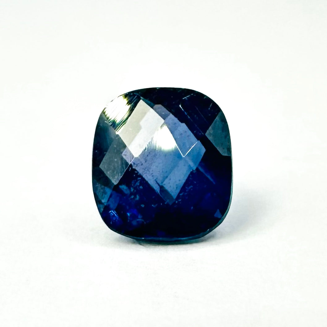 1.63cts 7.3x6.5mm Cushion Shaped Checkerboard Cut Blue Sapphire