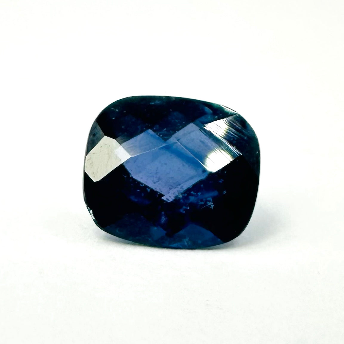 1.63cts 7.3x6.5mm Cushion Shaped Checkerboard Cut Blue Sapphire