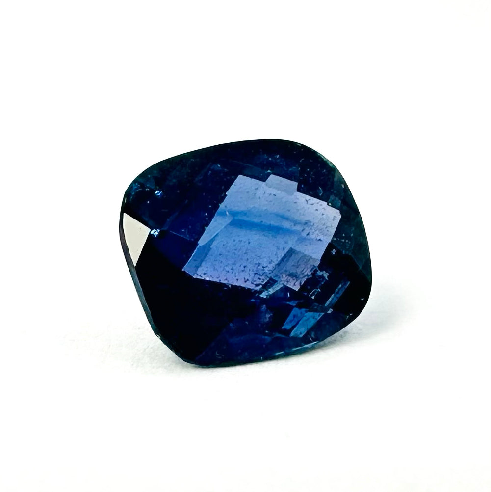 1.63cts 7.3x6.5mm Cushion Shaped Checkerboard Cut Blue Sapphire