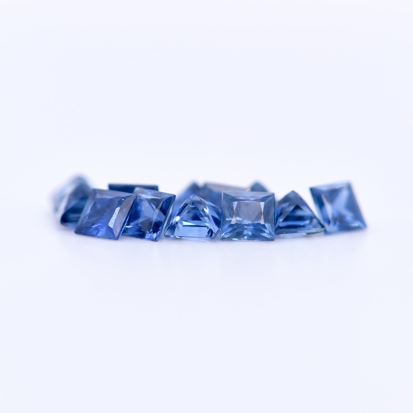 2.75x2.75 Square Princess Cut Blue Sapphires