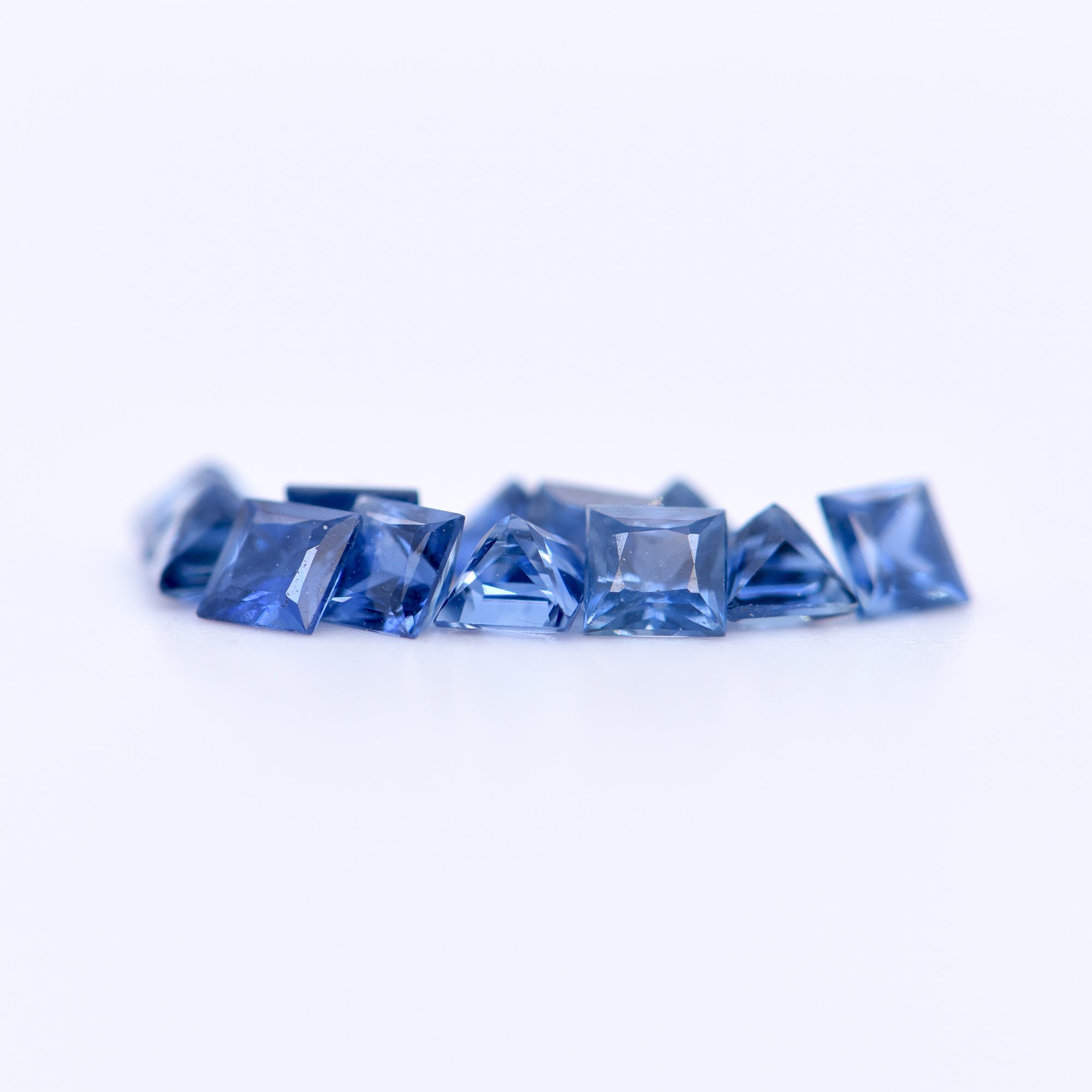 2.75x2.75 Square Princess Cut Blue Sapphires