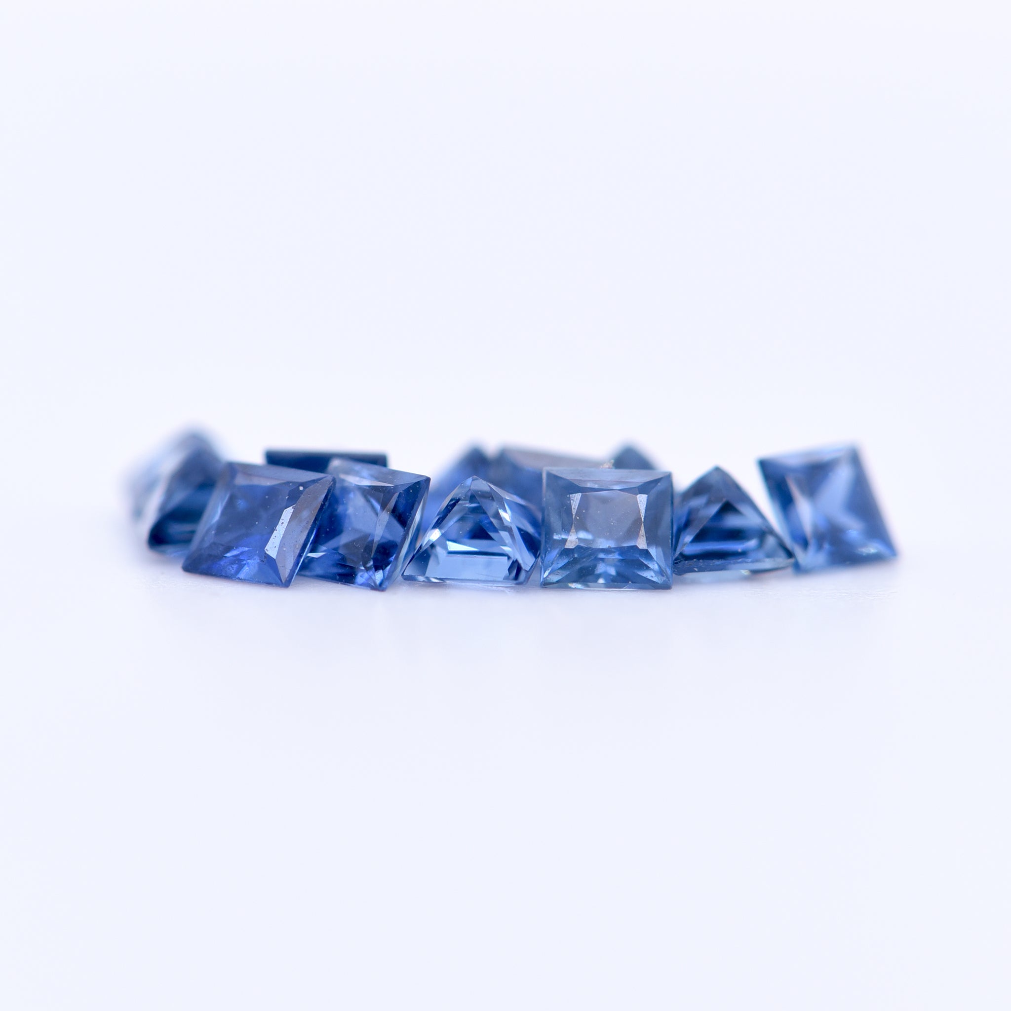 2.75x2.75 Square Princess Cut Blue Sapphires