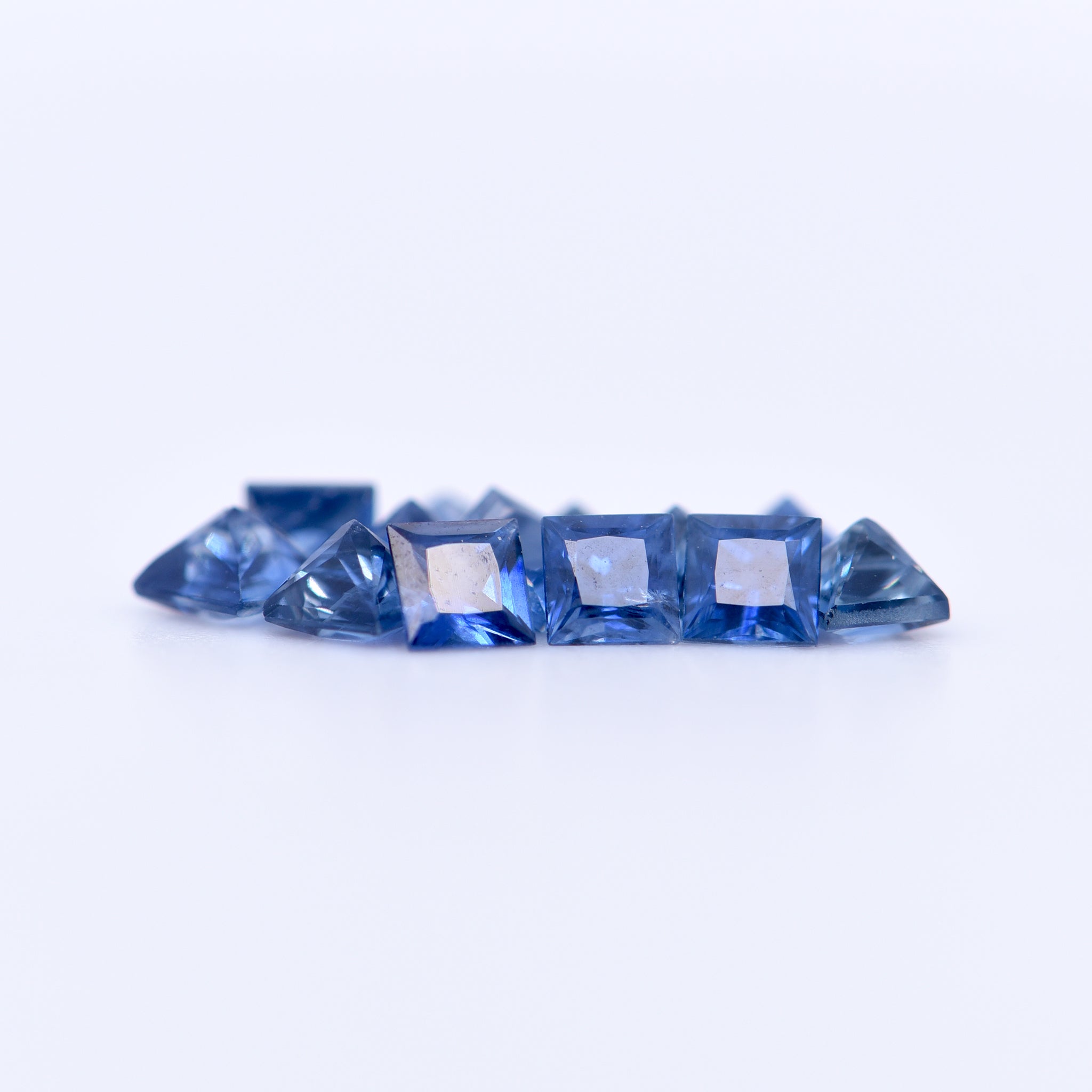 2.75x2.75 Square Princess Cut Blue Sapphires