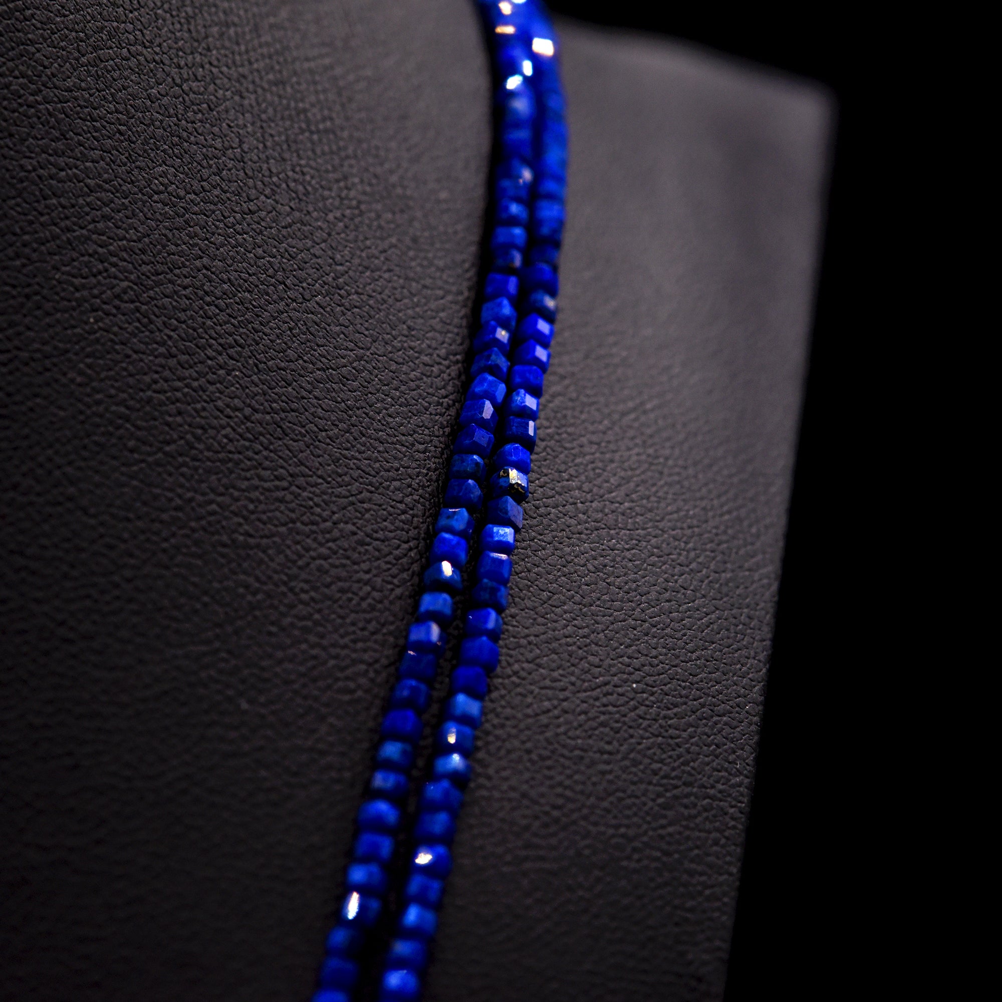 2mm Faceted Square Blue Lapis Lazuli Bead Strings