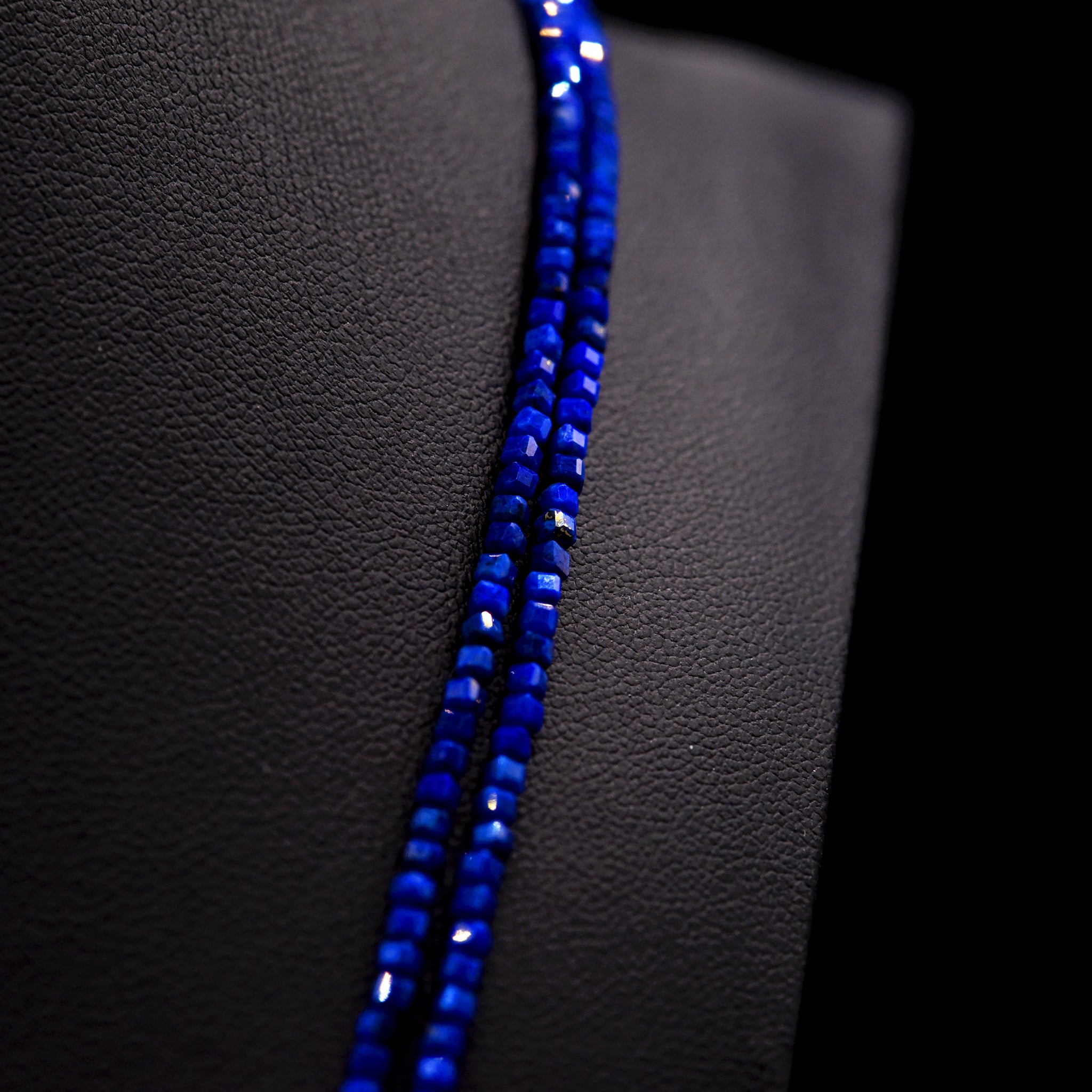 2mm Faceted Square Blue Lapis Lazuli Bead Strings
