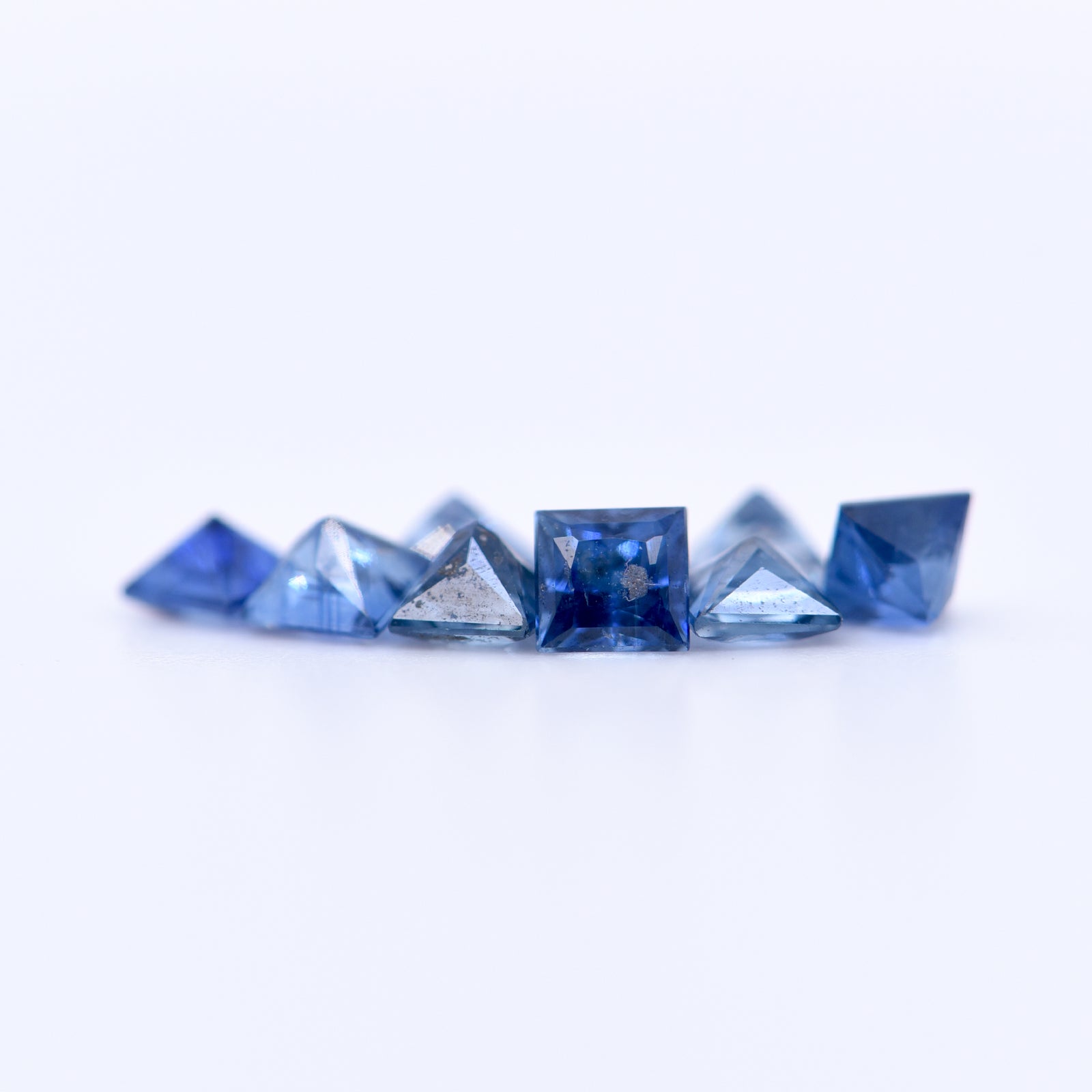 3x3 Square Princess Cut Blue Sapphires