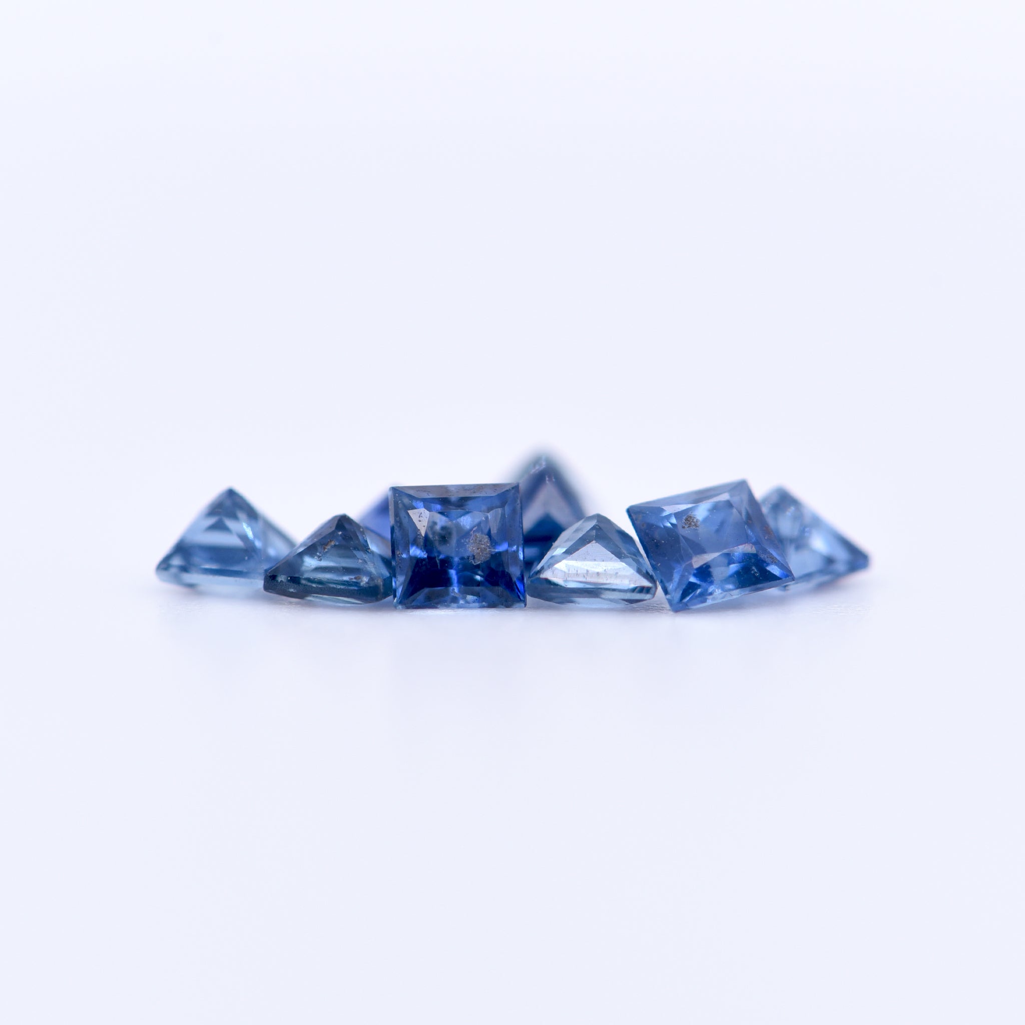 3x3 Square Princess Cut Blue Sapphires