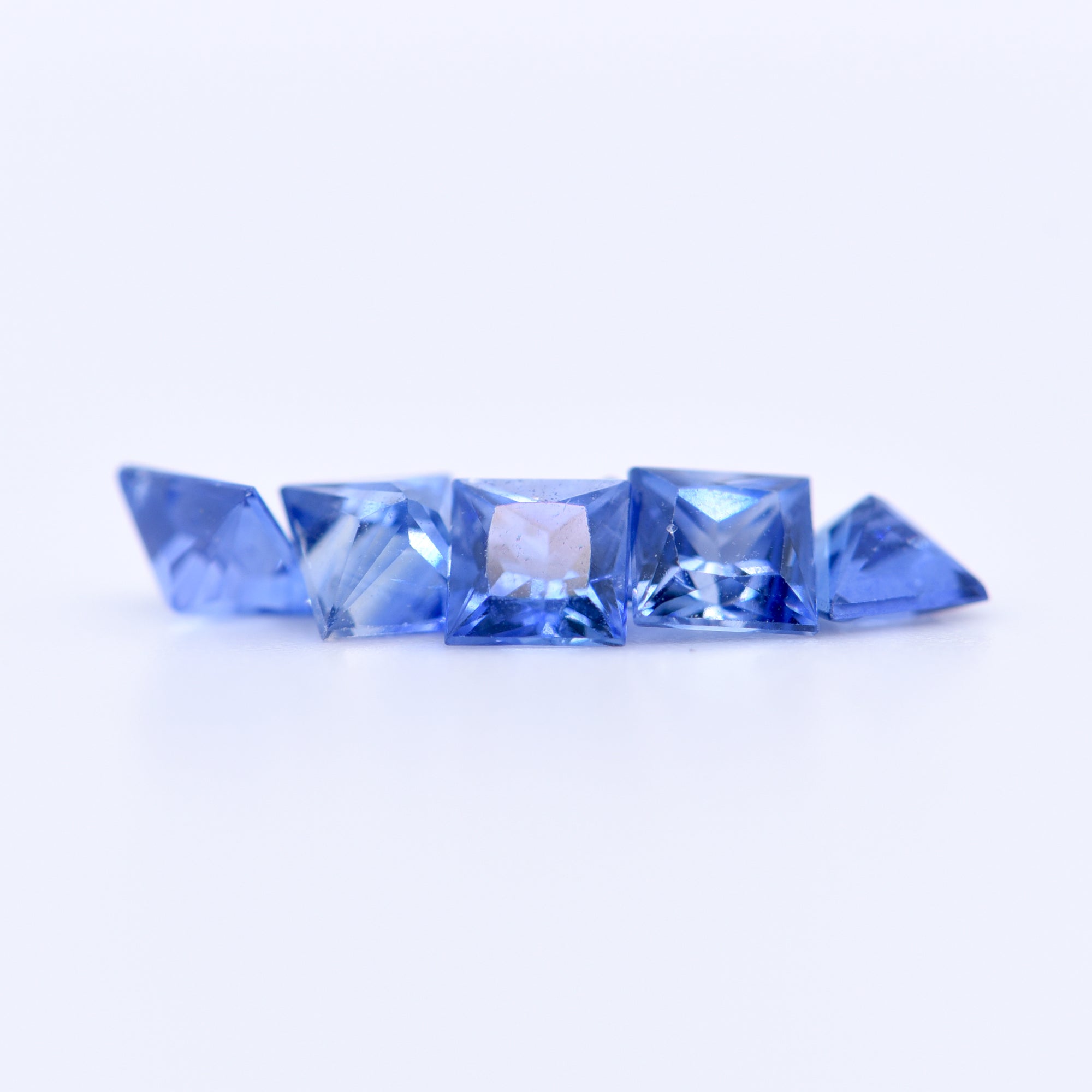 3.5x3.5 Square Princess Cut Blue Sapphires