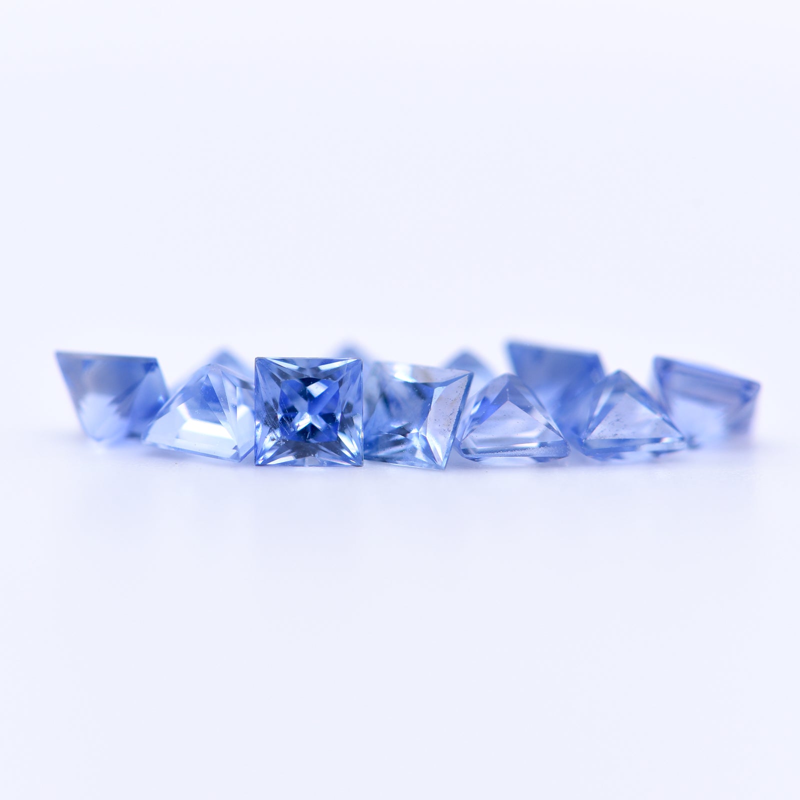 3.25x3.25 Square Princess Cut Blue Sapphires