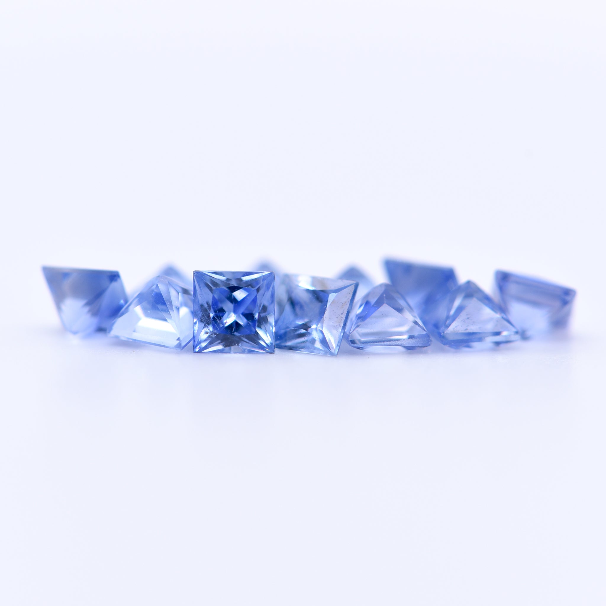 3.25x3.25 Square Princess Cut Blue Sapphires