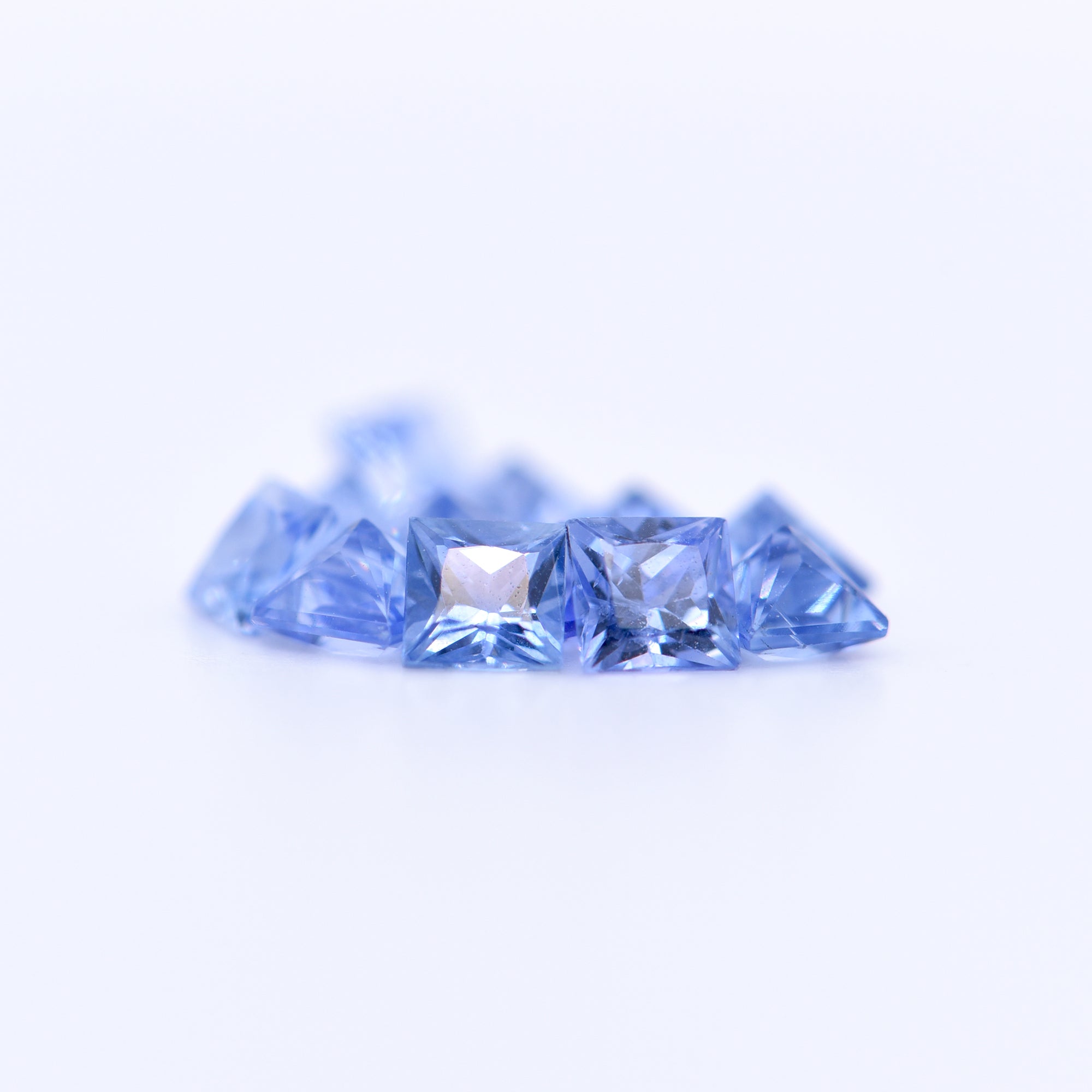 3.25x3.25 Square Princess Cut Blue Sapphires