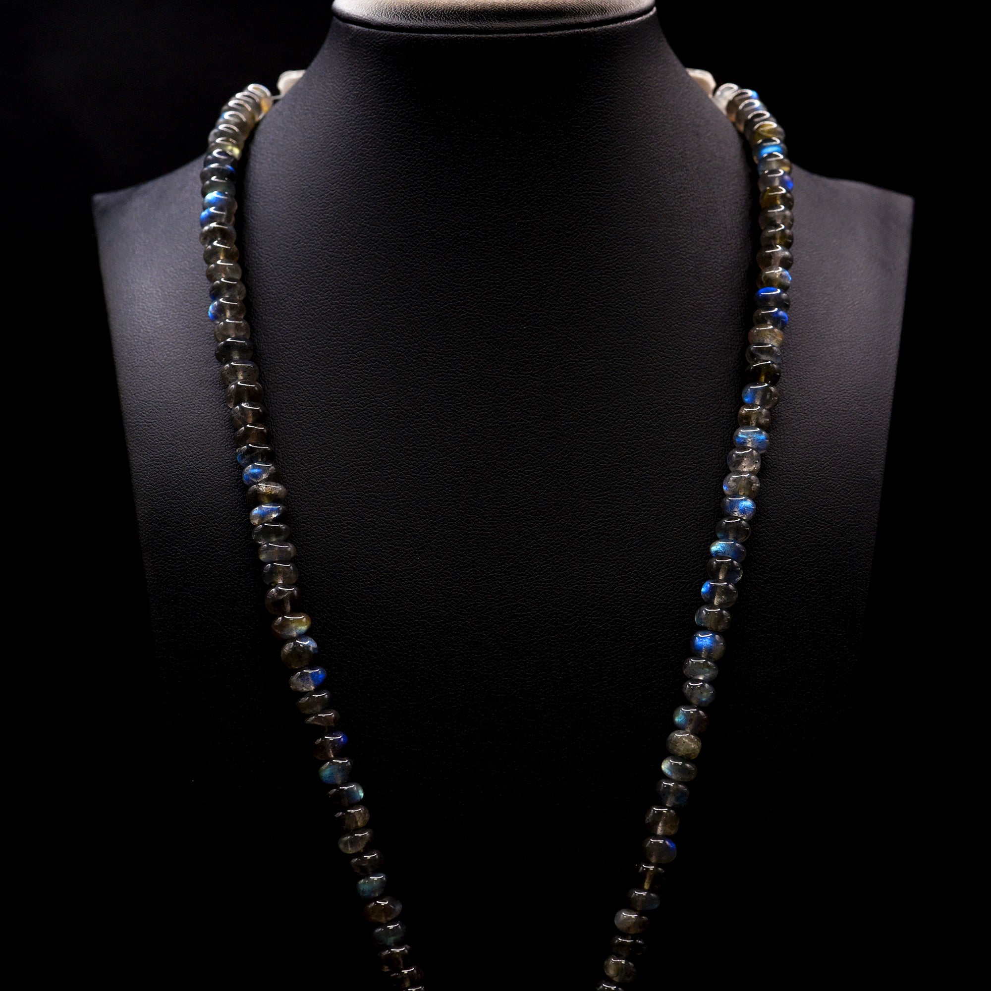 7mm Button Grey Labradorite Bead Strings