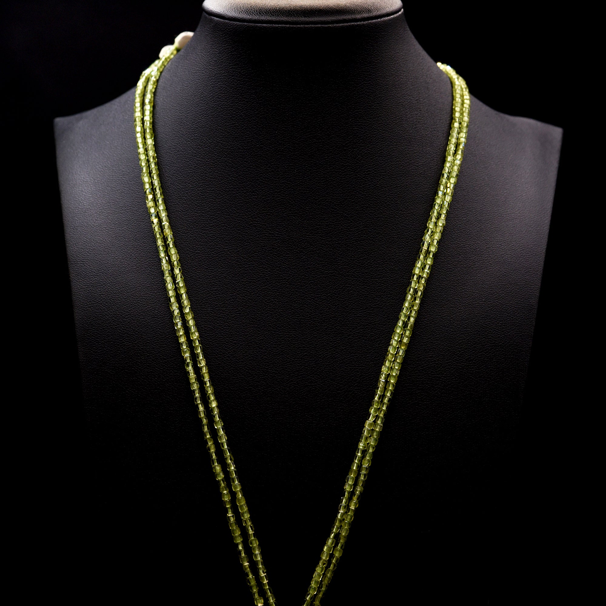 2.5mm Faceted Square Green Peridot Bead Strings