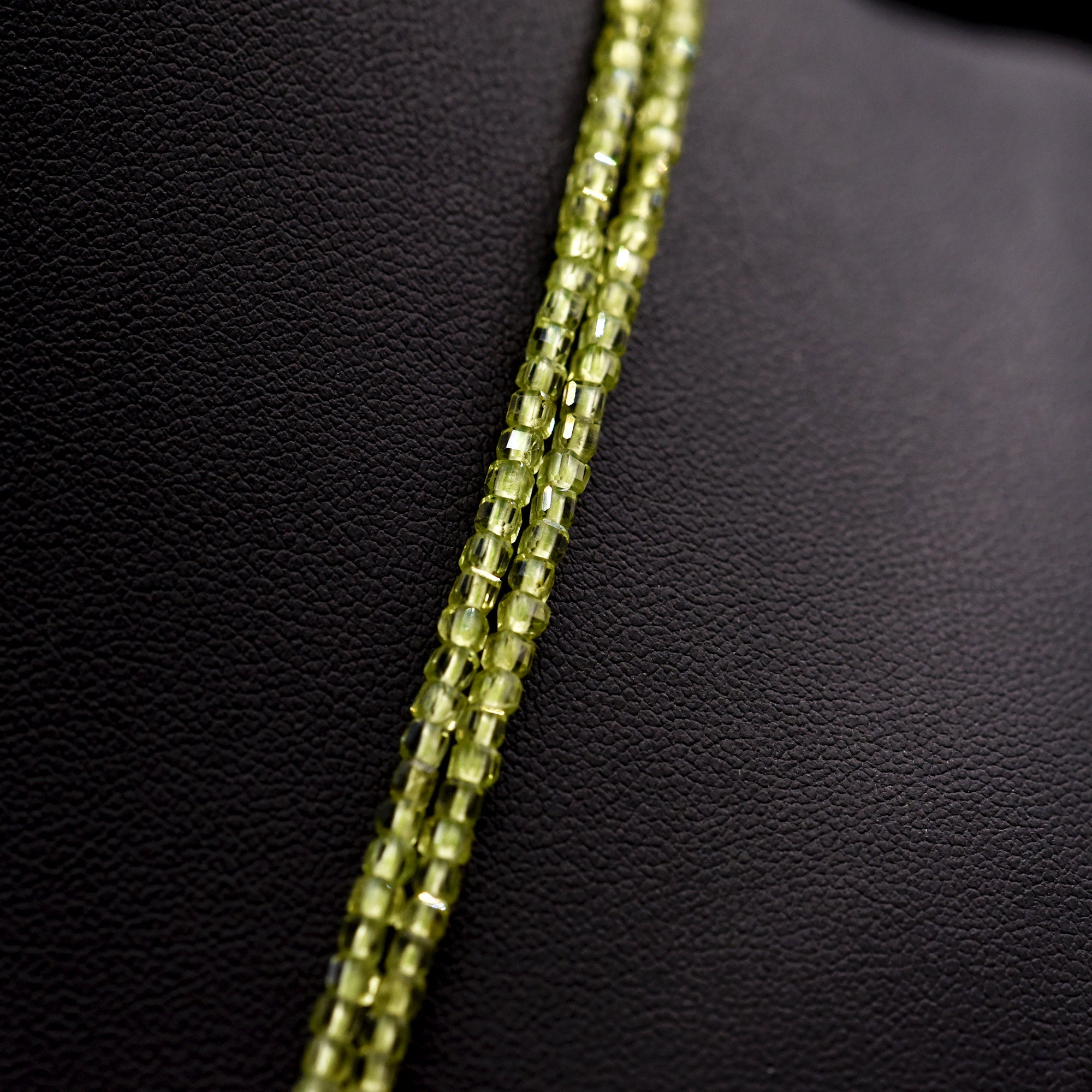 2.5mm Faceted Square Green Peridot Bead Strings