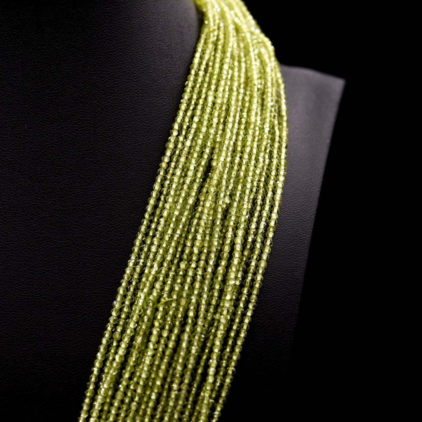 2.5mm Faceted Round Green Peridot Bead Strings