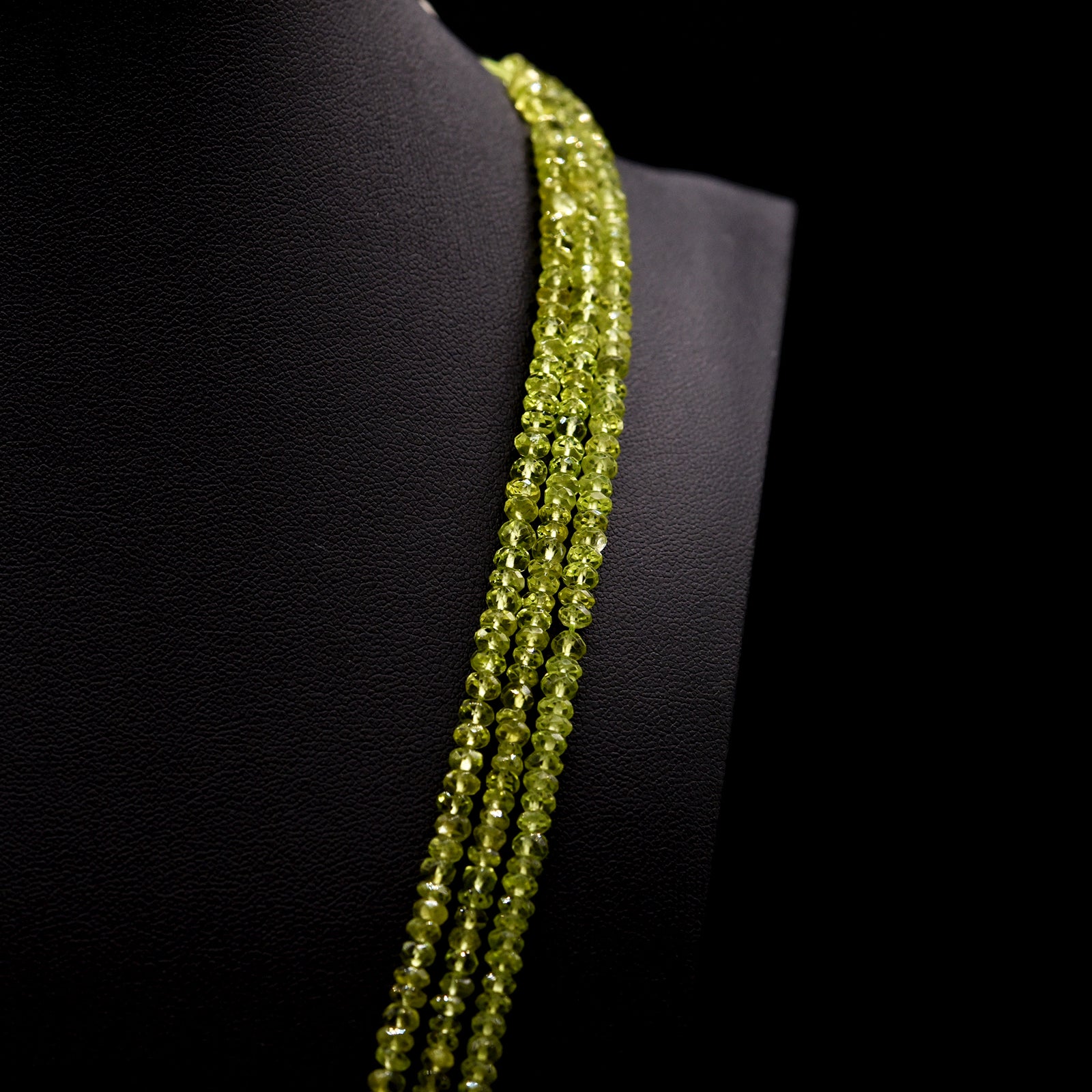 4mm Faceted Button Green Peridot Bead Strings