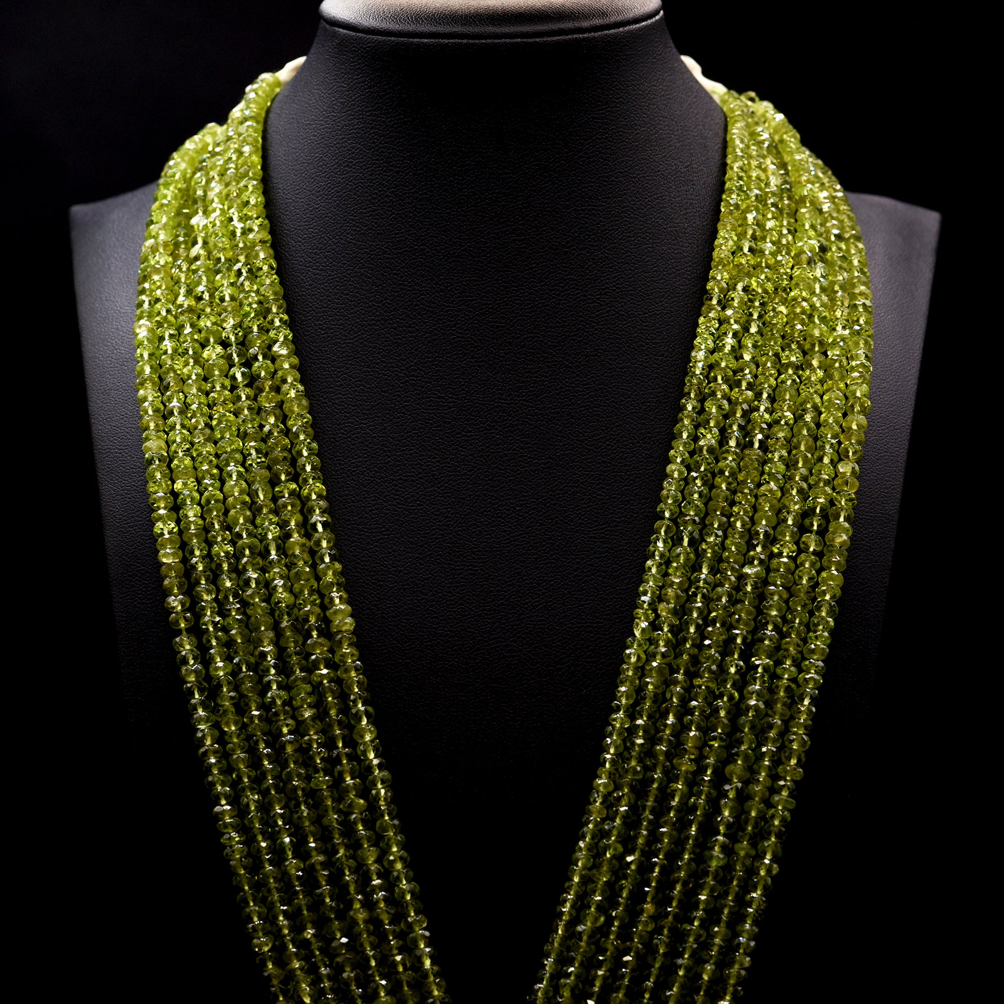 4.5mm Faceted Button Green Peridot Bead Strings