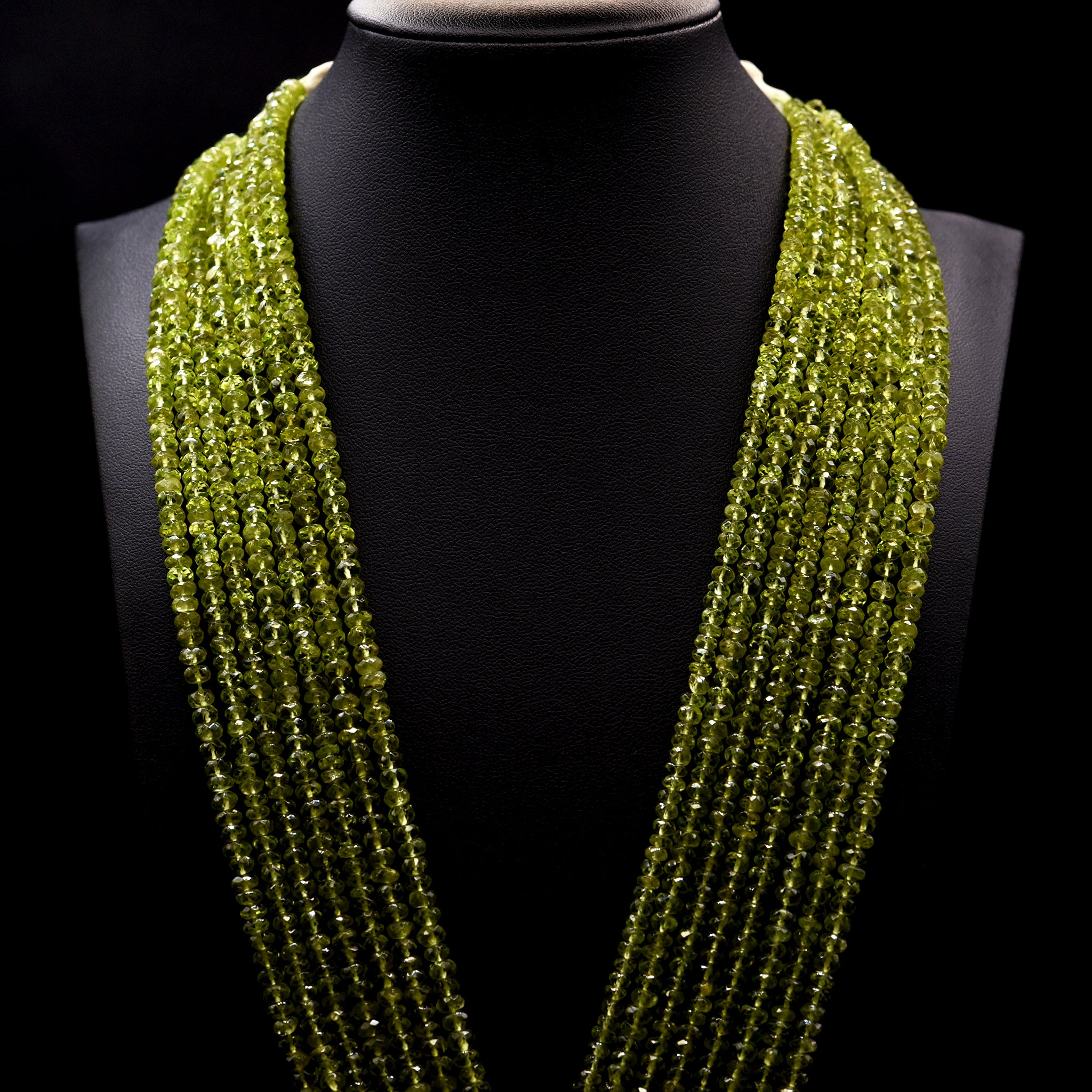 4.5mm Faceted Button Green Peridot Bead Strings