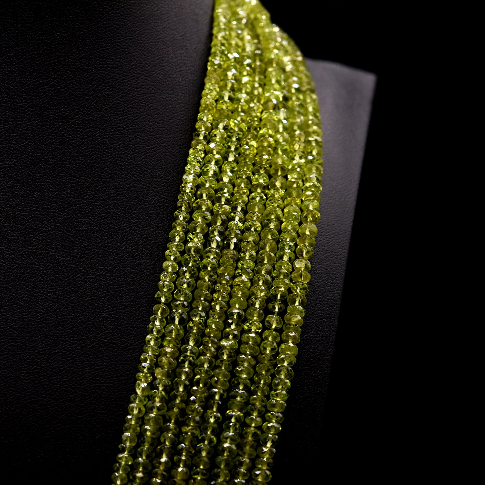 4.5mm Faceted Button Green Peridot Bead Strings