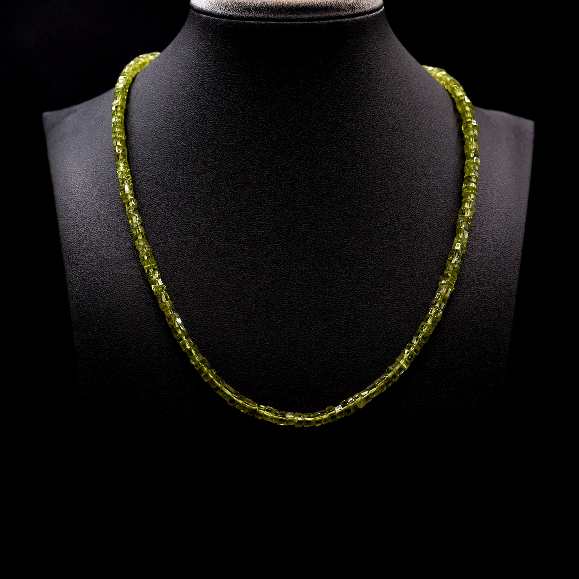 5mm Faceted Tube Green Peridot Bead Strings