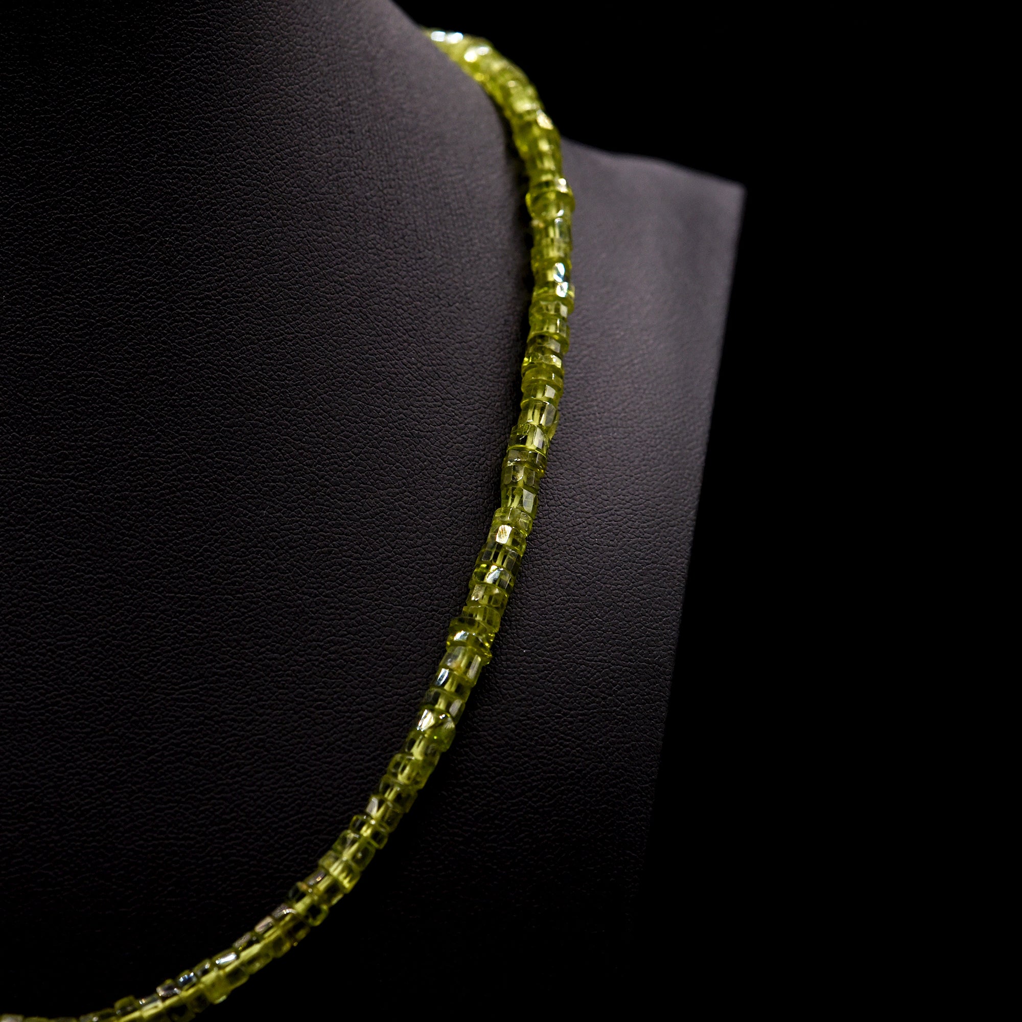 5mm Faceted Tube Green Peridot Bead Strings