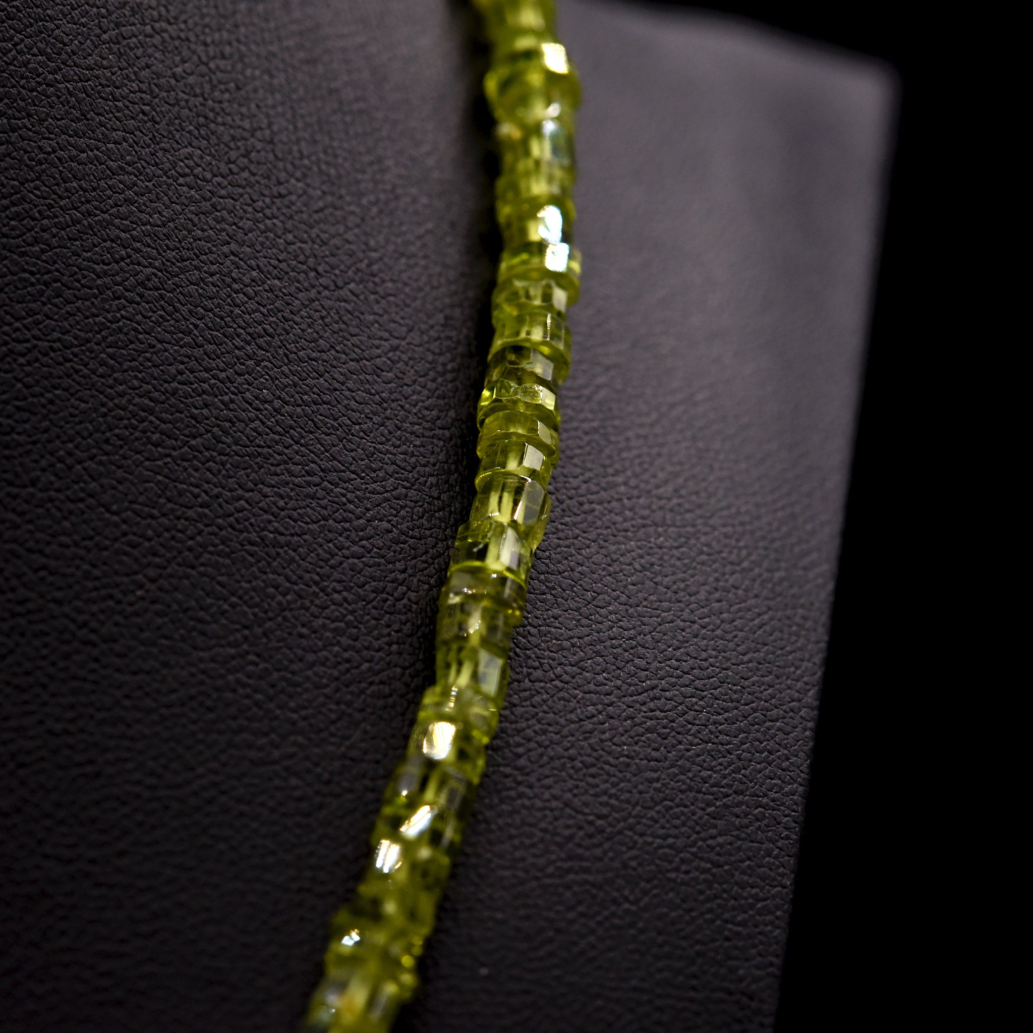 5mm Faceted Tube Green Peridot Bead Strings