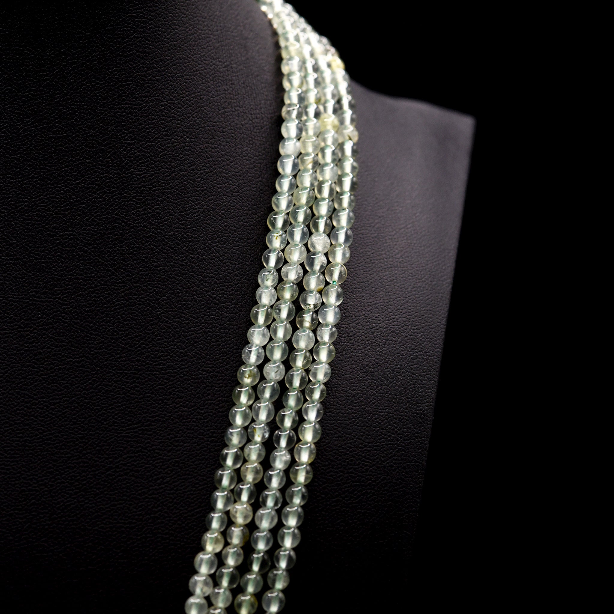 4mm Round Green Prehnite Bead Strings