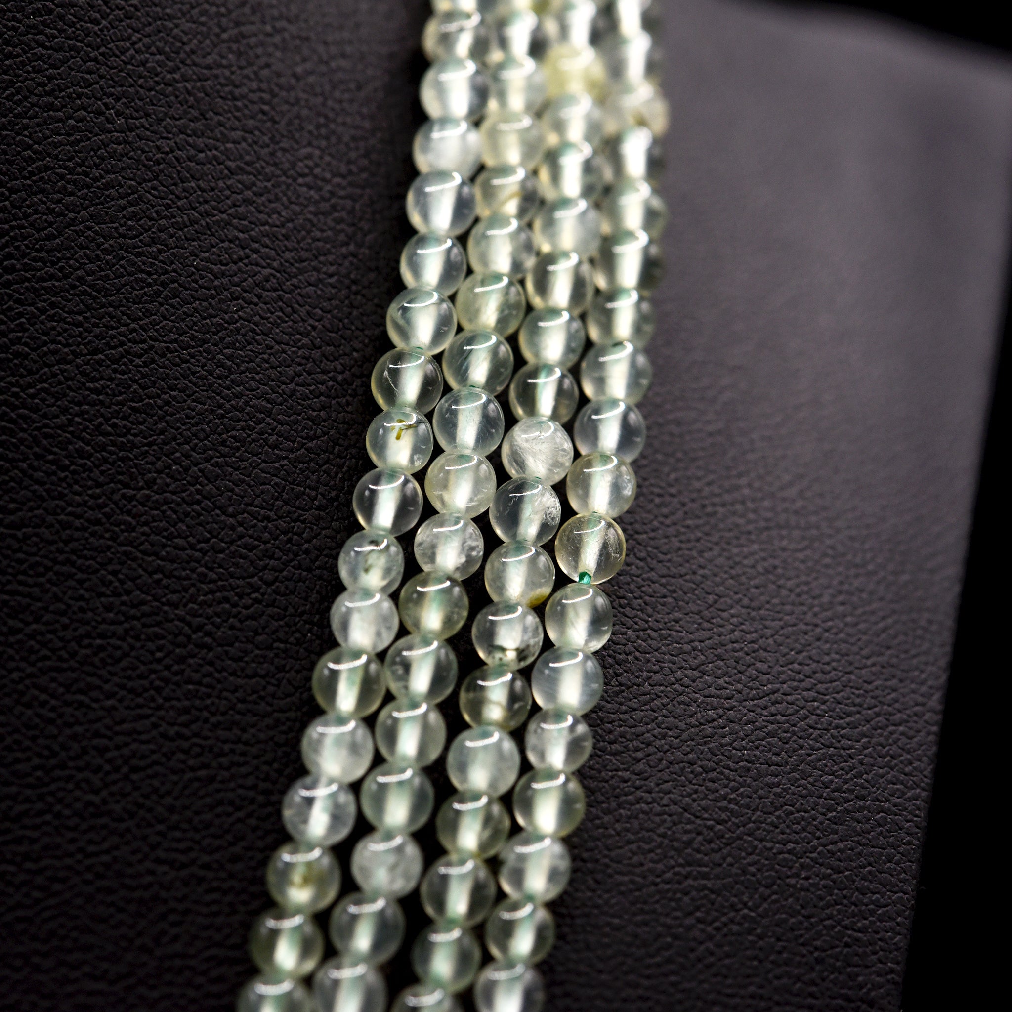 4mm Round Green Prehnite Bead Strings