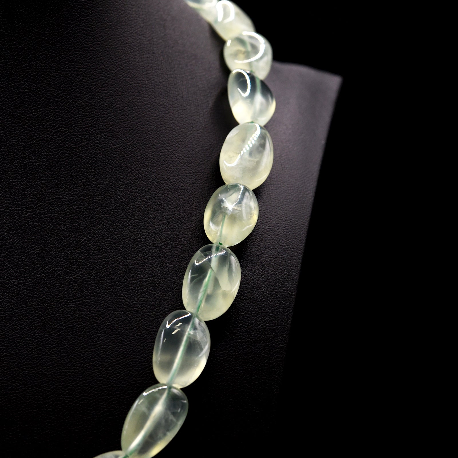 13mm Freeform Oval Green Prehnite Bead Strings