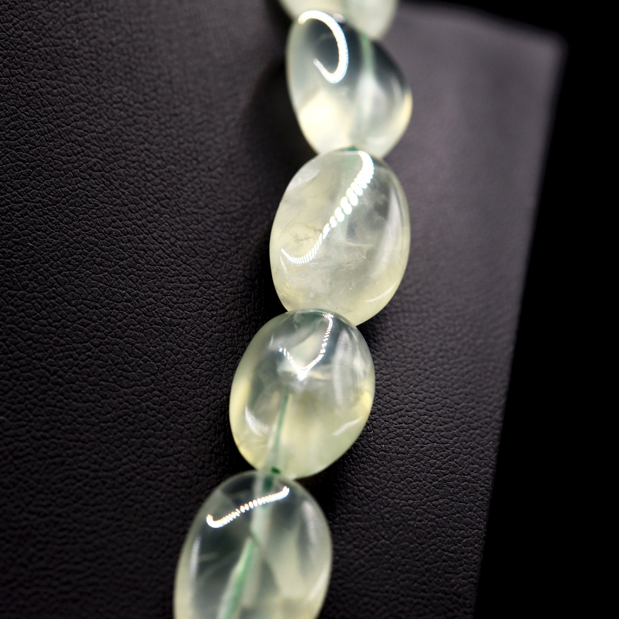 13mm Freeform Oval Green Prehnite Bead Strings