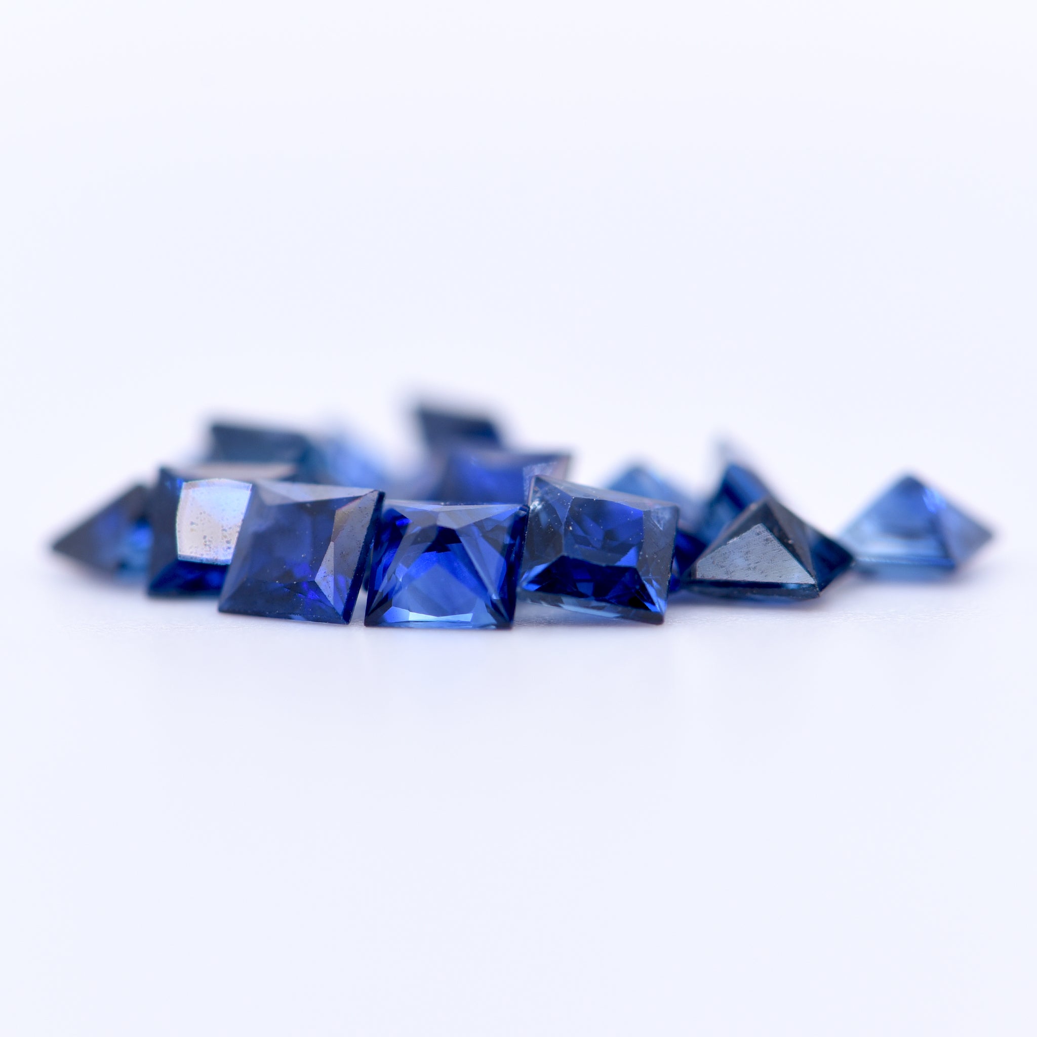 3.5x3.5 Square Princess Cut Blue Sapphires