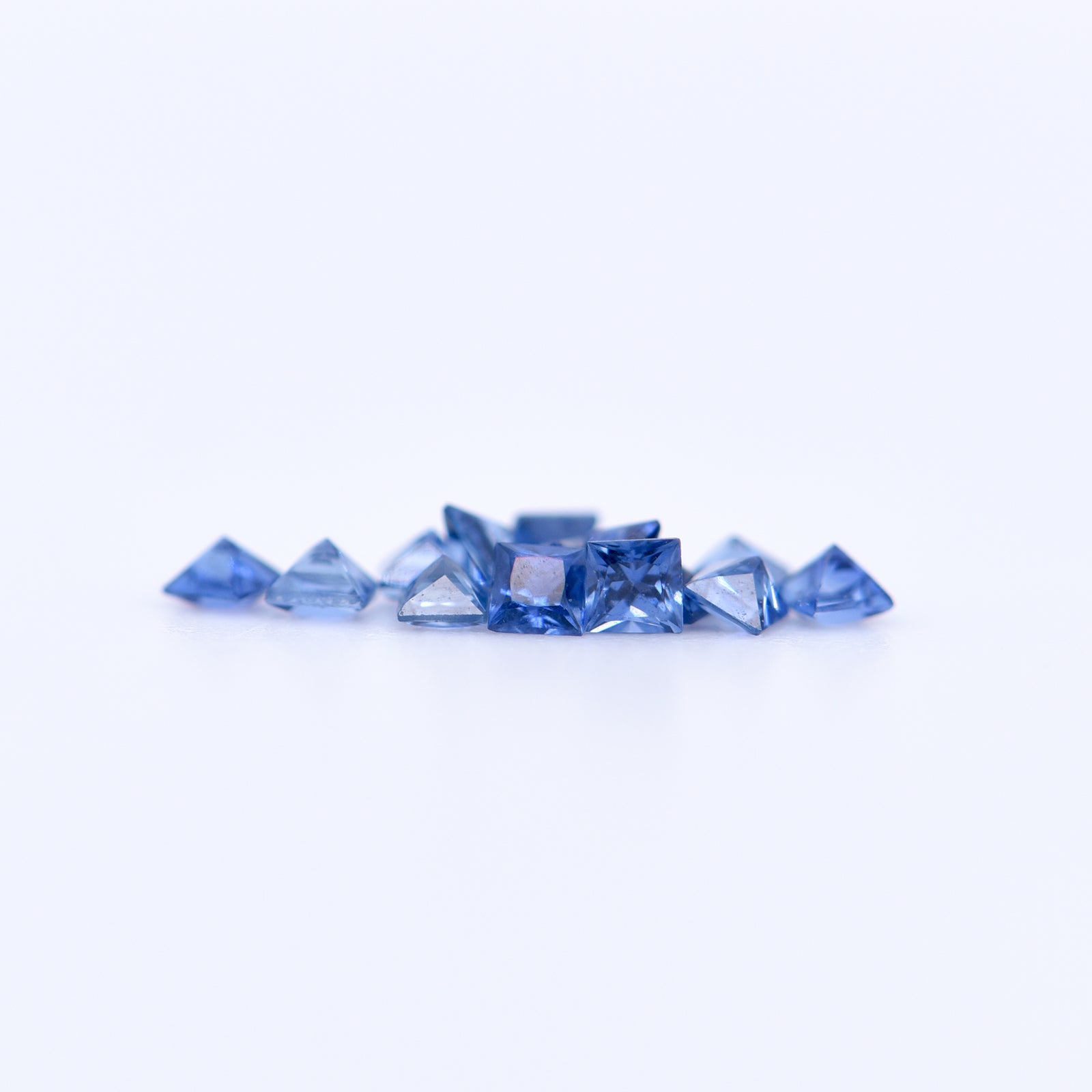 1.75x1.75 Square Princess Cut Blue Sapphires