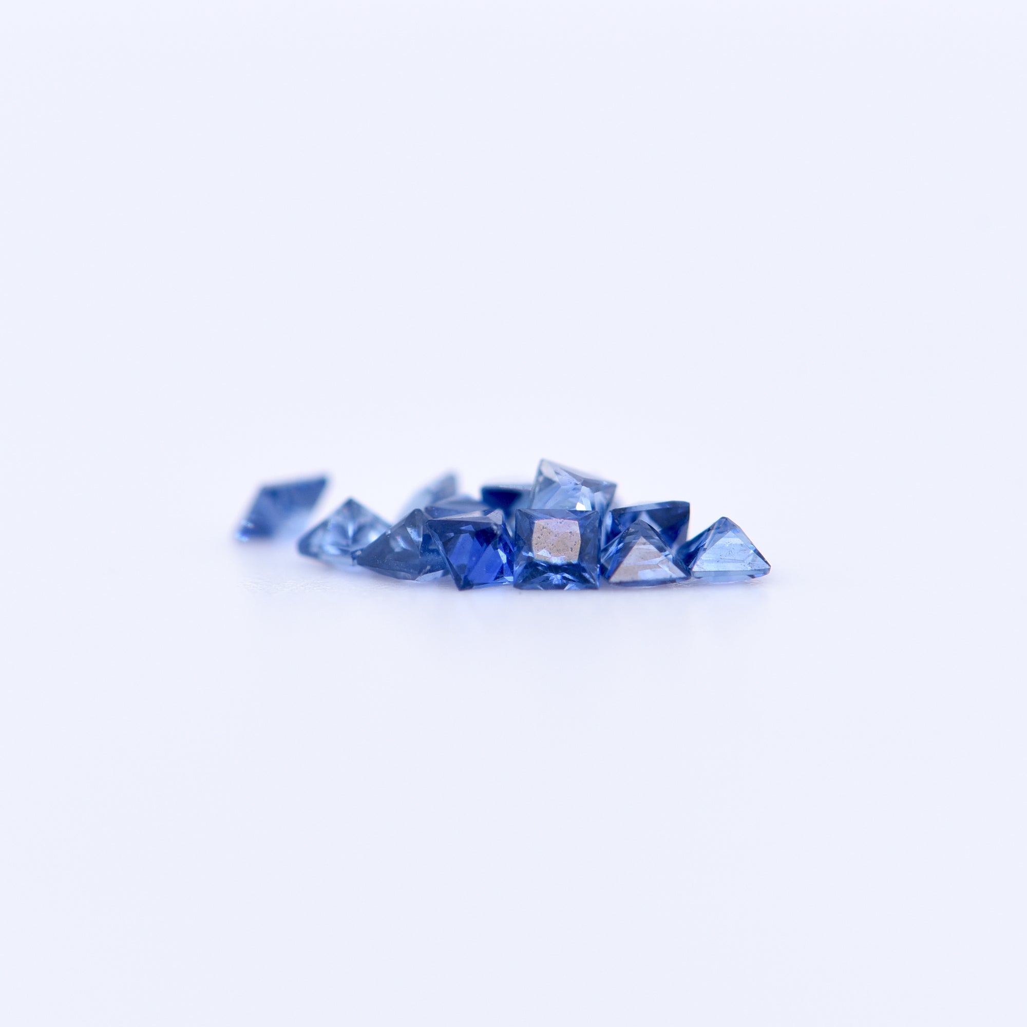 1.75x1.75 Square Princess Cut Blue Sapphires