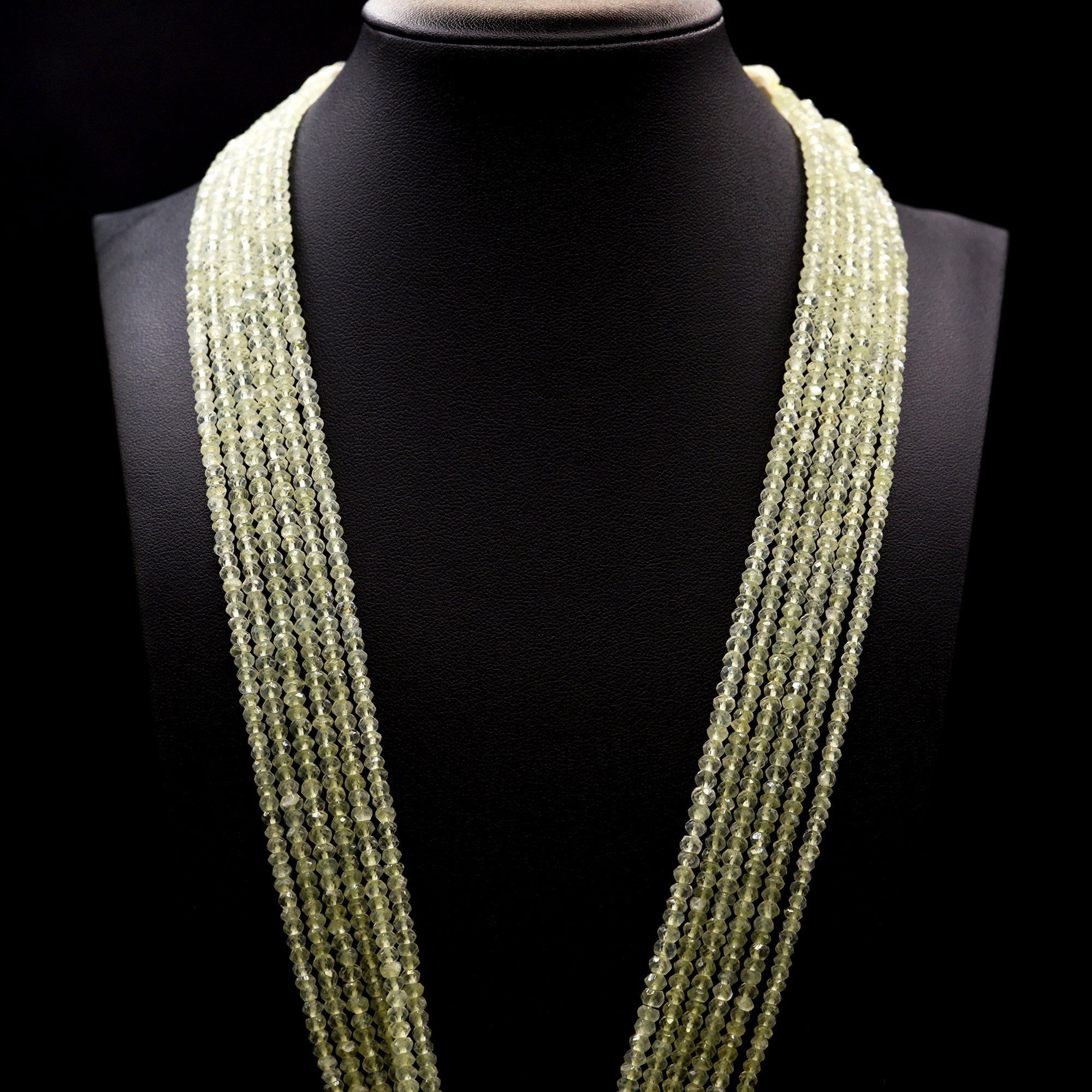 3.5mm Faceted Button Green Prehnite Bead Strings