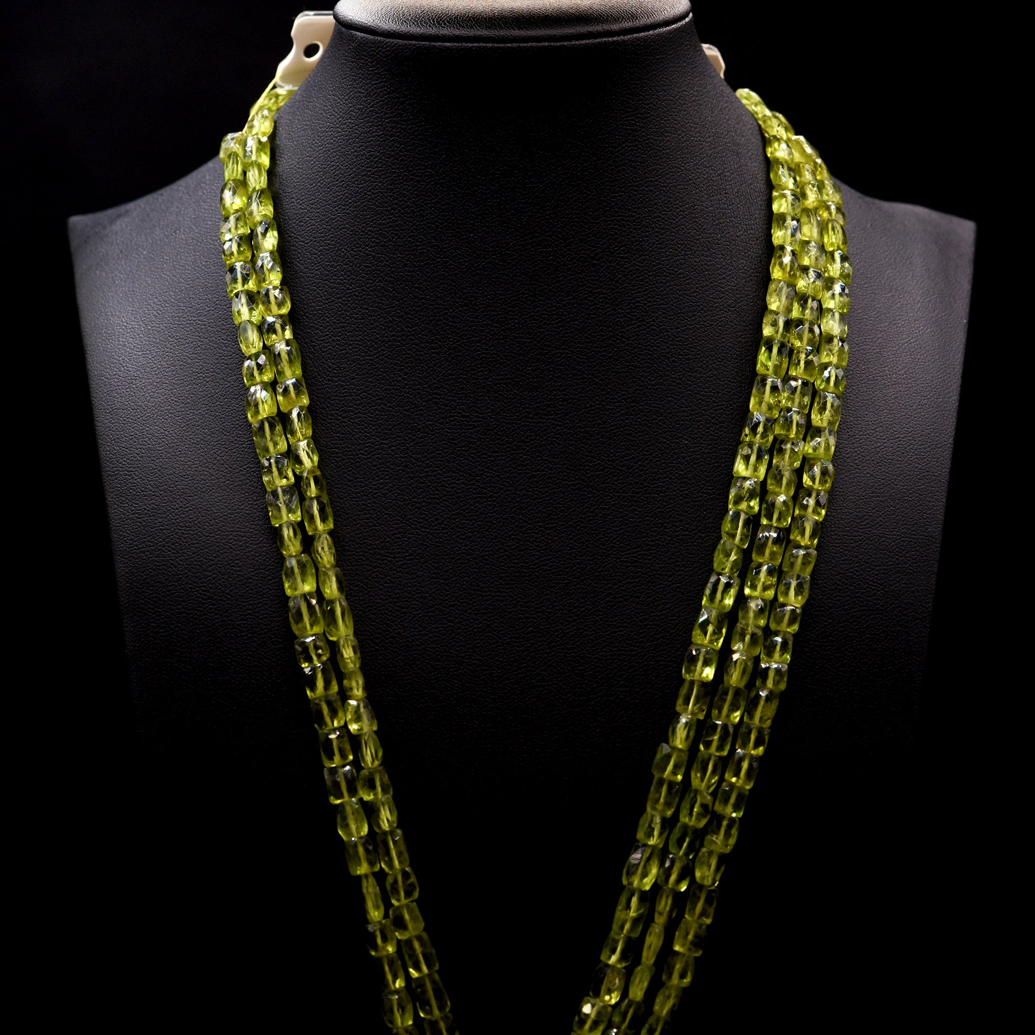 5mm Faceted Square Green Peridot Bead Strings