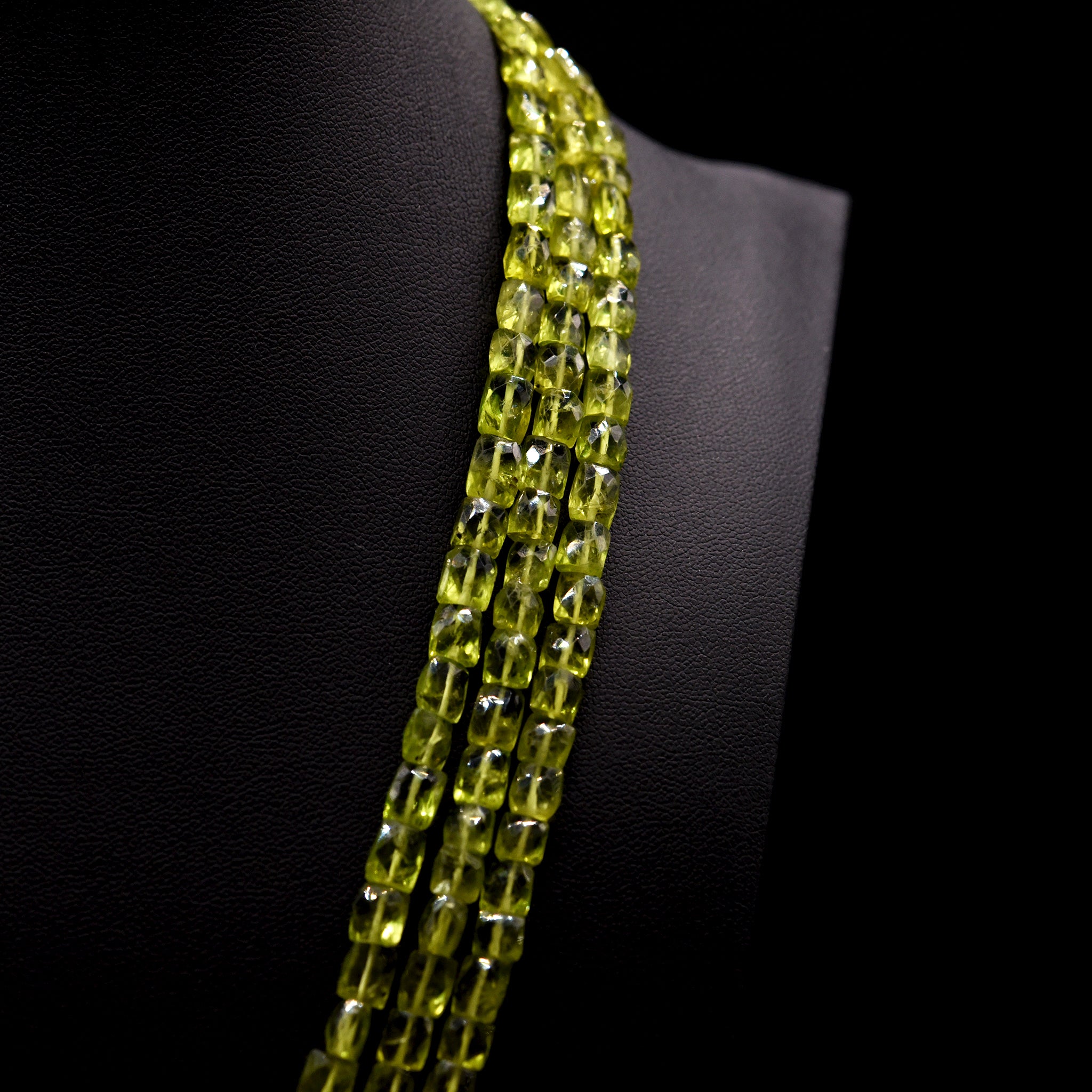 5mm Faceted Square Green Peridot Bead Strings