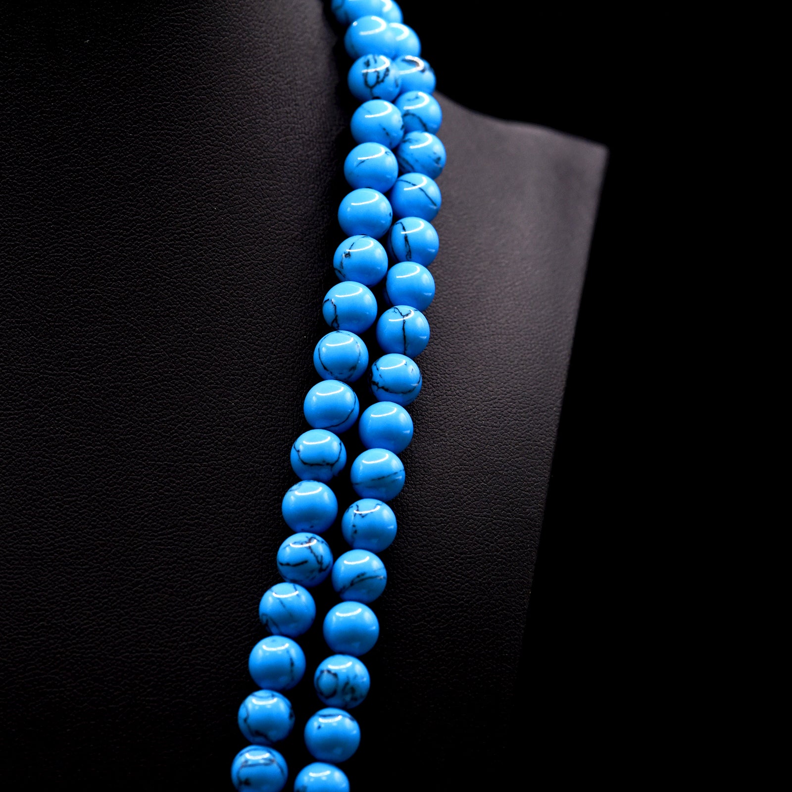 8mm Round Blue Reconstituted Turquoise Bead Strings