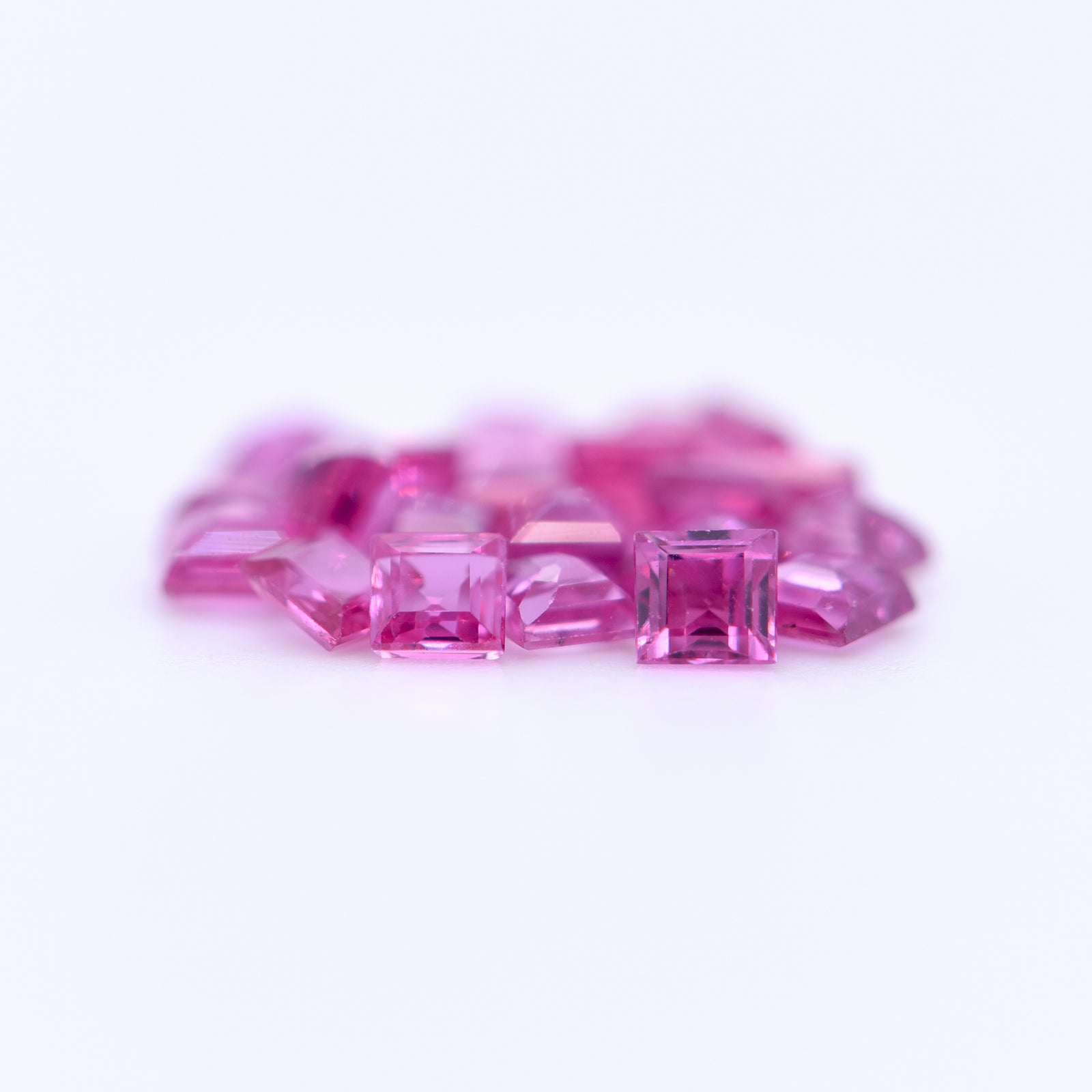 2.25x2.25 Square Step Cut Pink Rubies