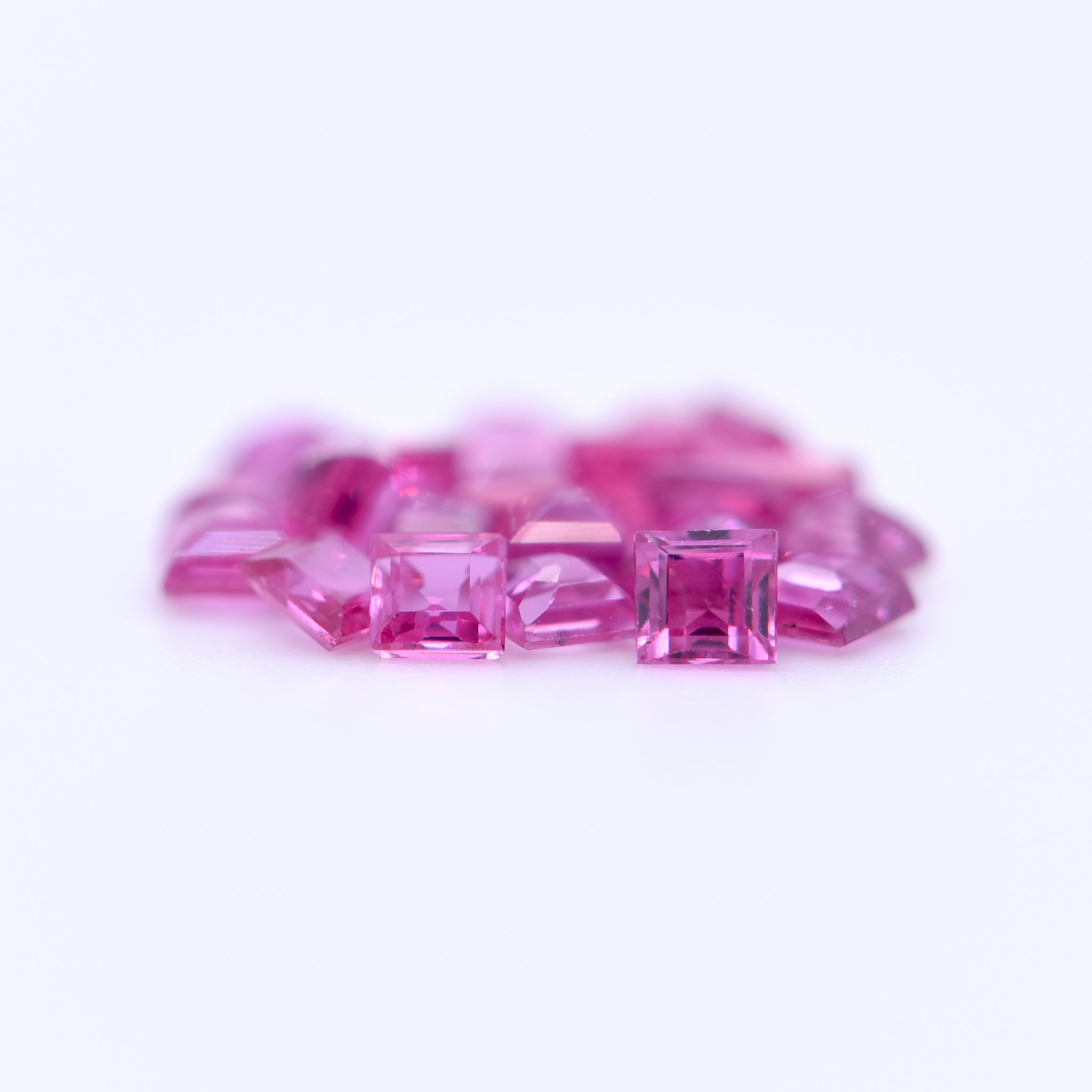 2.25x2.25 Square Step Cut Pink Rubies