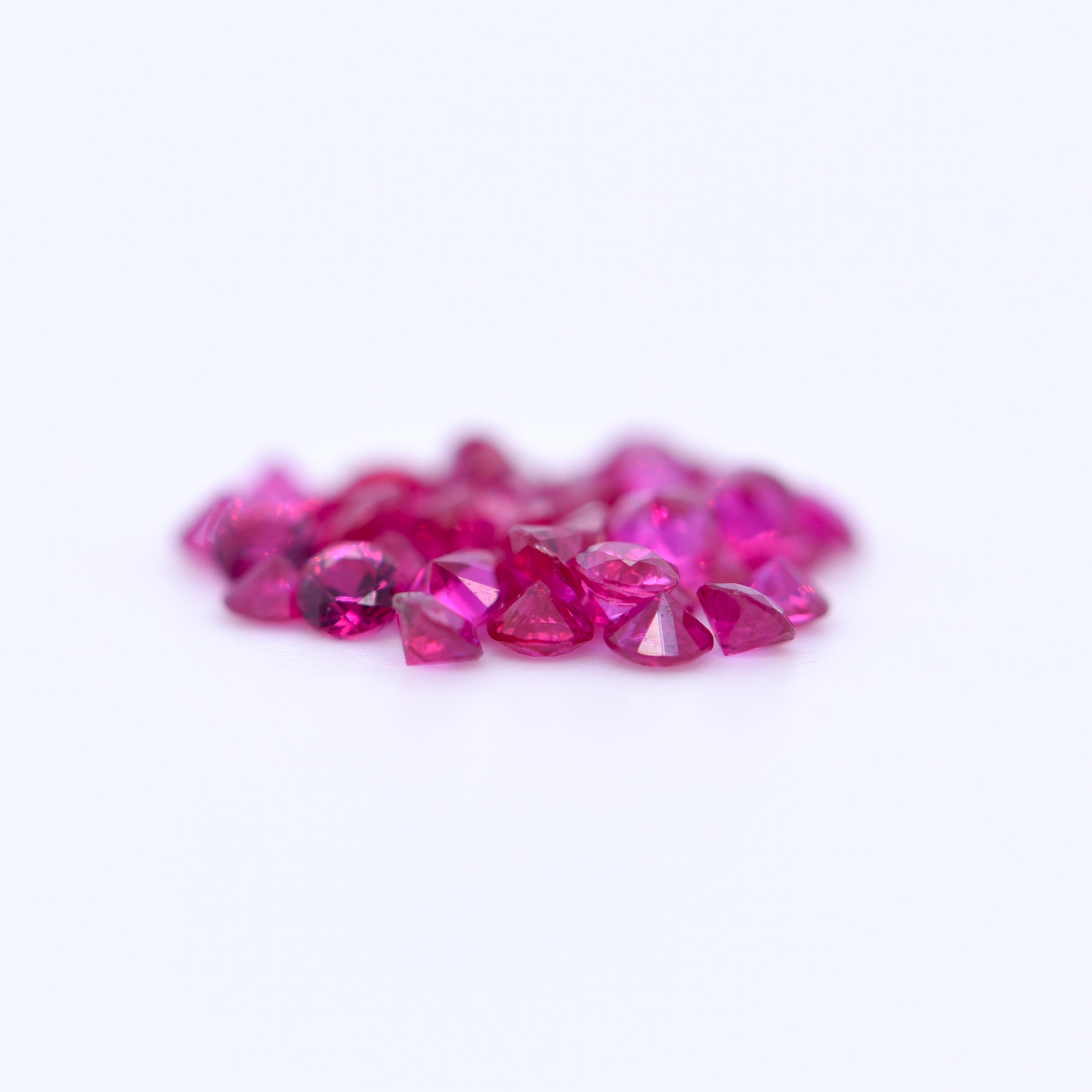 2mm Round Faceted Pink Rubies