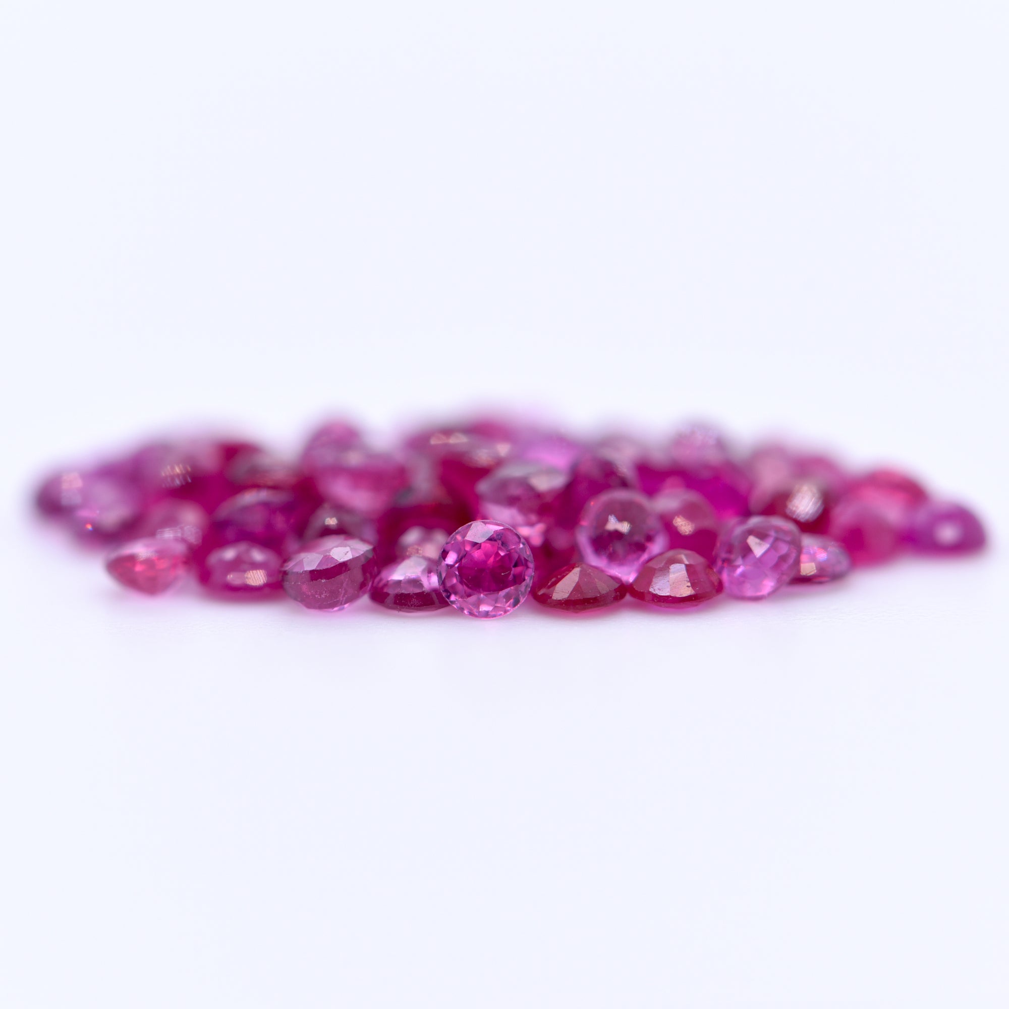 2.25mm Round Faceted Pink Rubies