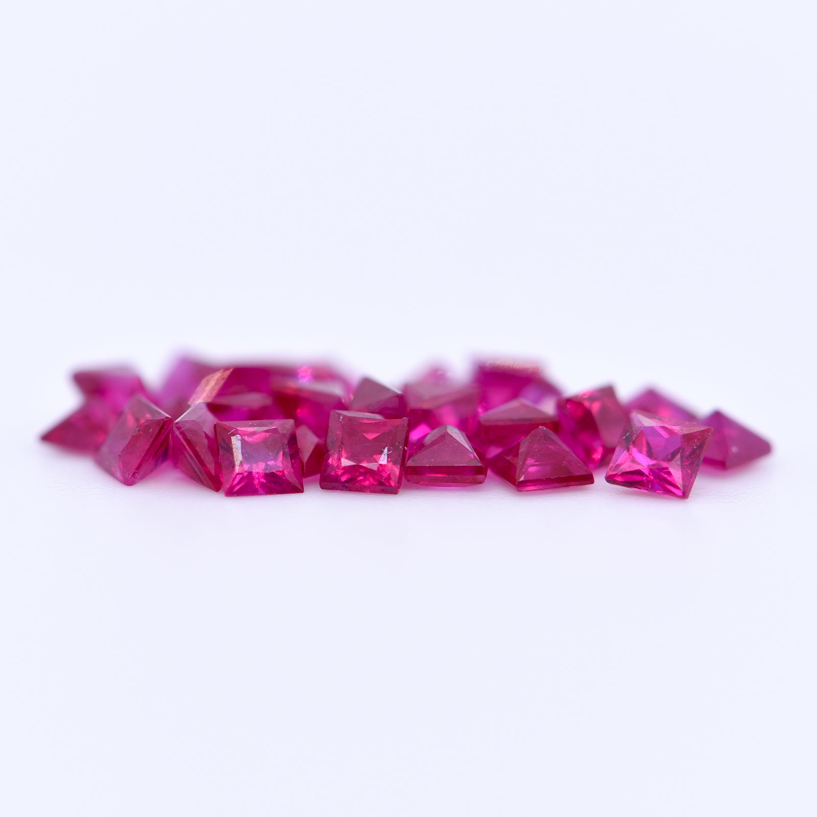 2.25x2.25 Square Princess Cut Red Rubies