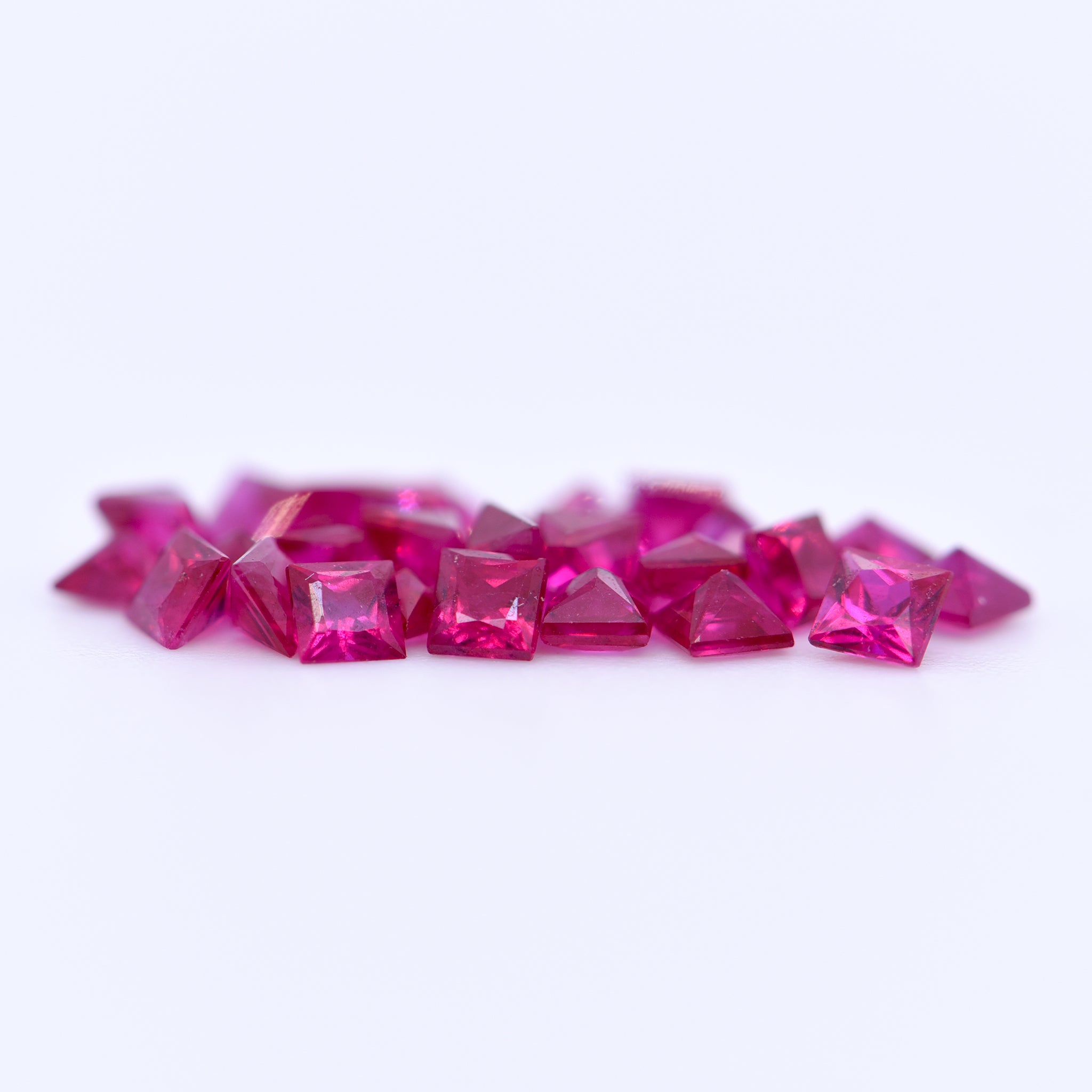 2.25x2.25 Square Princess Cut Red Rubies