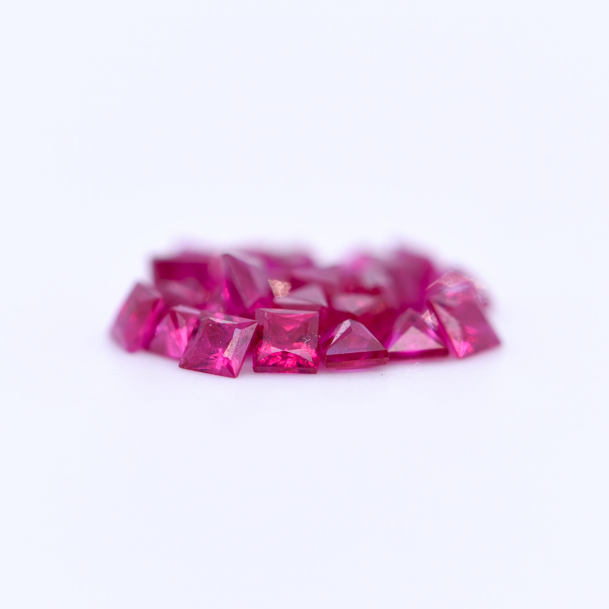 2.25x2.25 Square Princess Cut Red Rubies