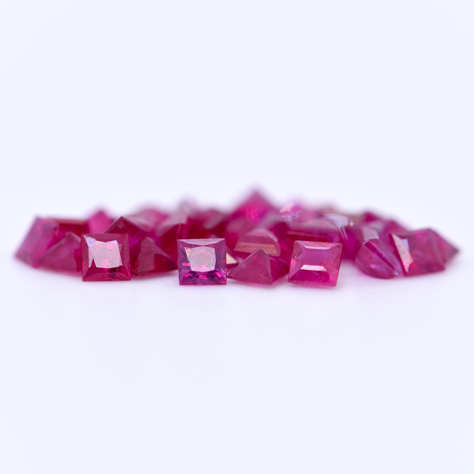 2.5x2.5 Square Princess Cut Pink Rubies